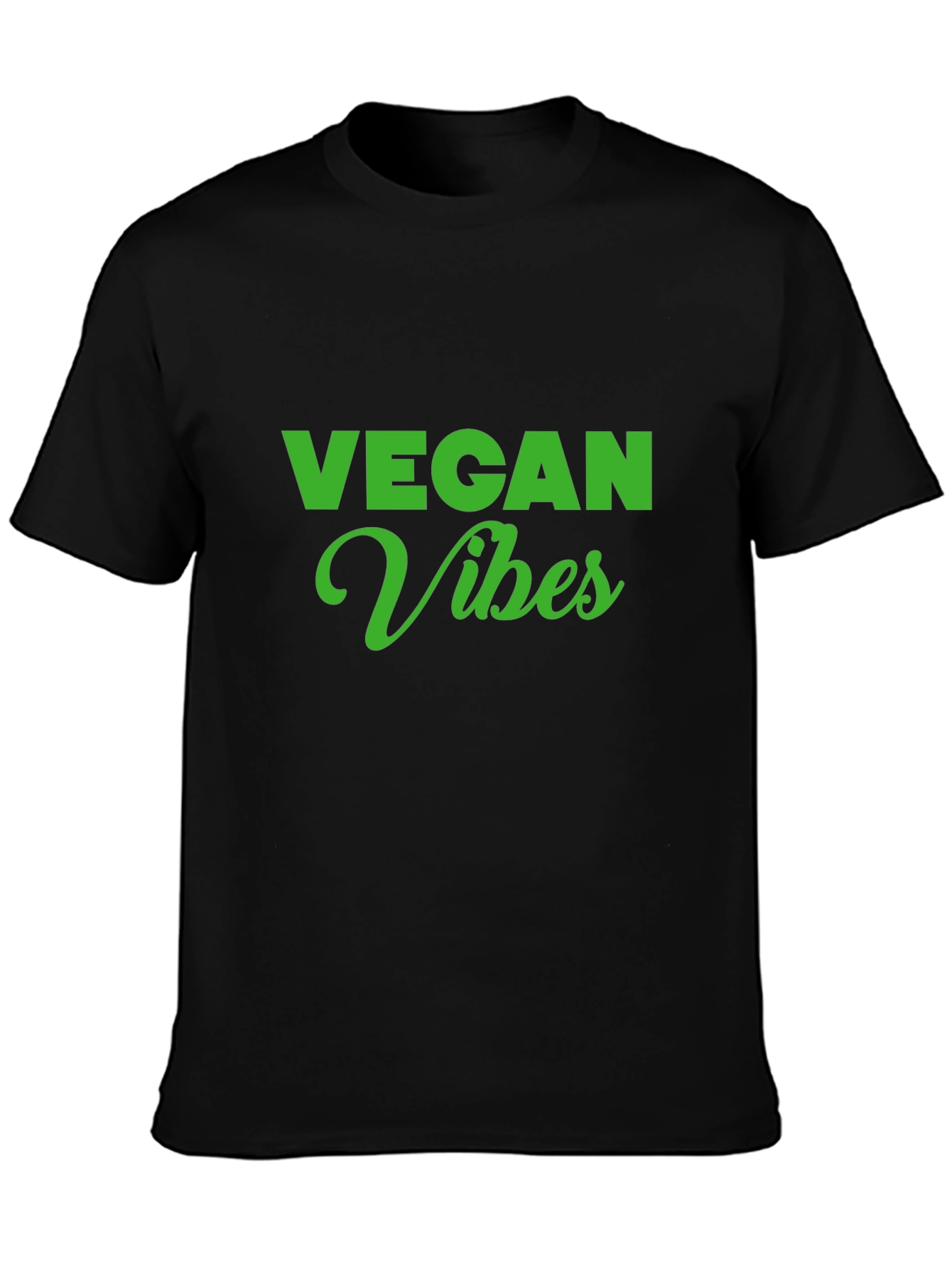 Vegan Vibes T-Shirt - Green Text on Black