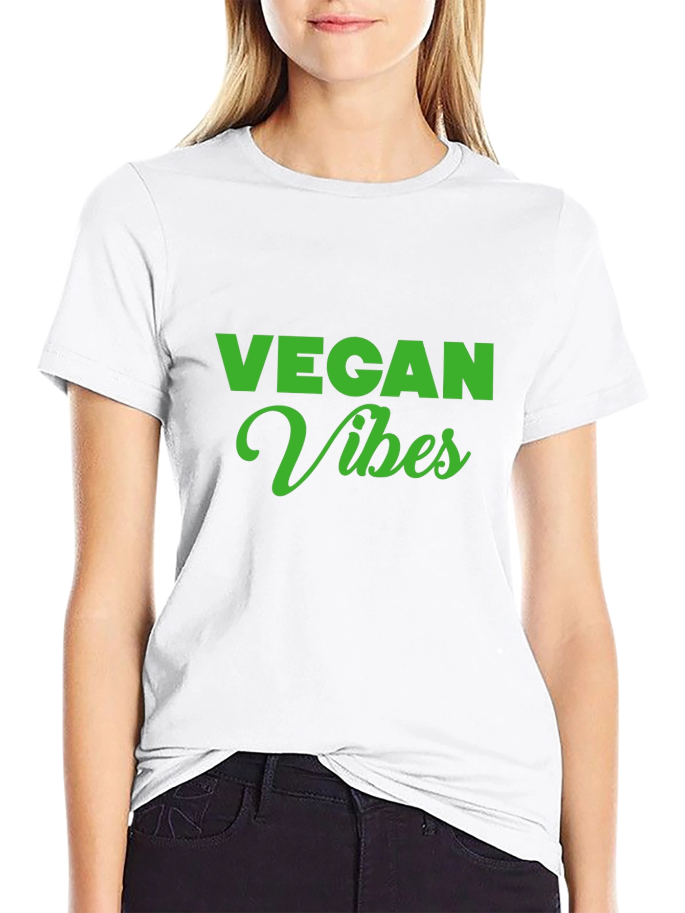 Vegan Vibes T-Shirt - Green Text on Black