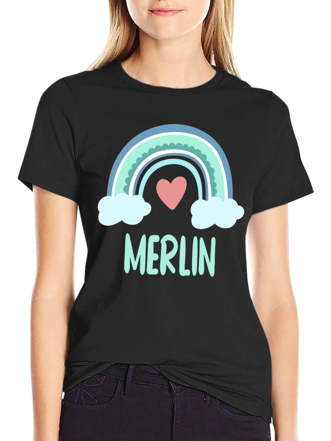 Merlin Rainbow Heart T-Shirt - Cute & Stylish Tee