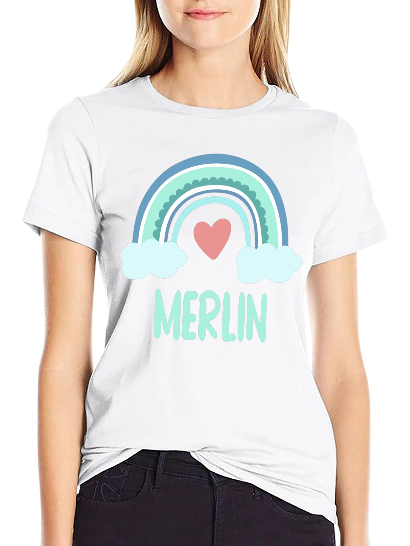 Merlin Rainbow Heart T-Shirt - Cute & Stylish Tee
