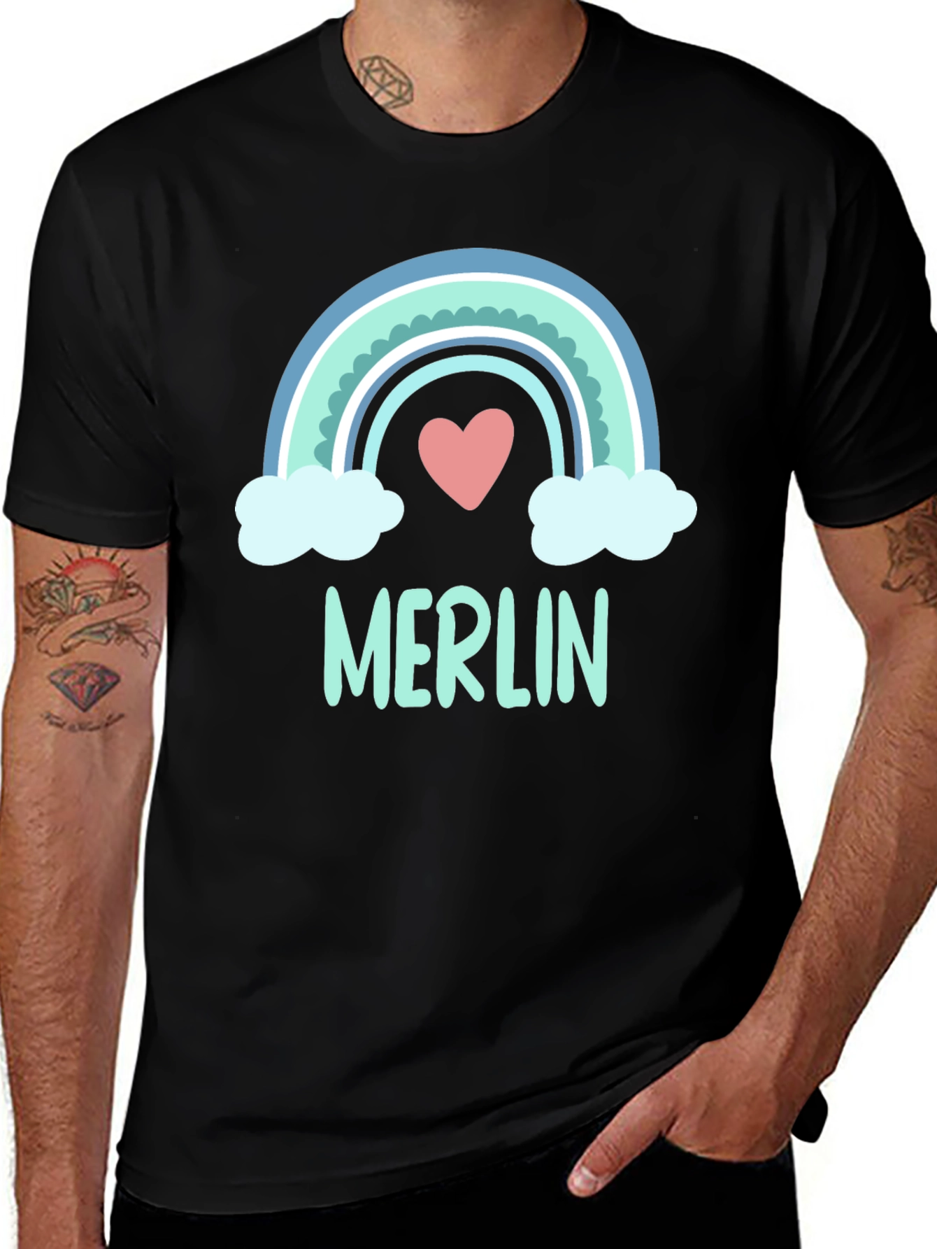 Merlin Rainbow Heart T-Shirt - Cute & Stylish Tee