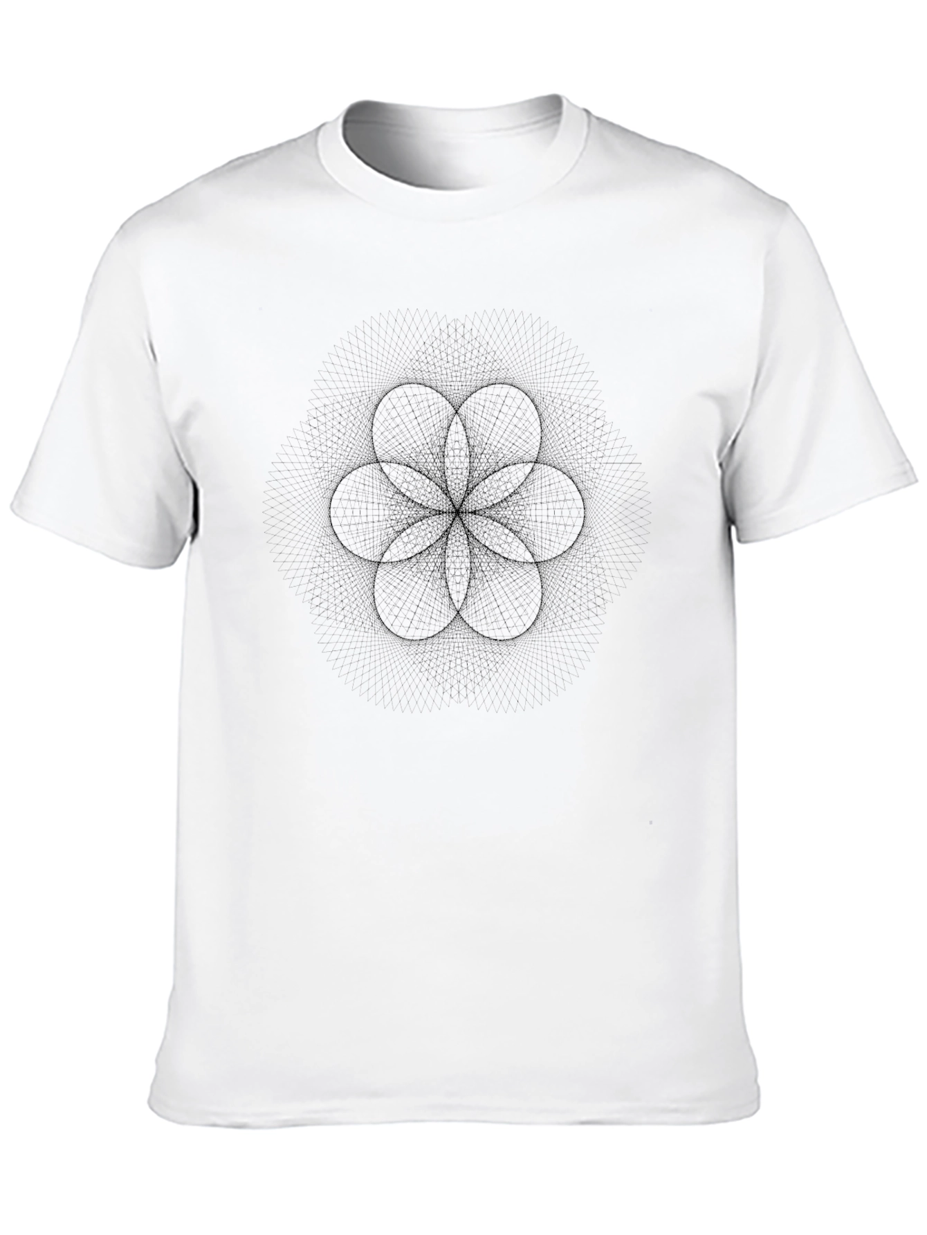 Geometric Flower of Life Graphic T-Shirt - Black