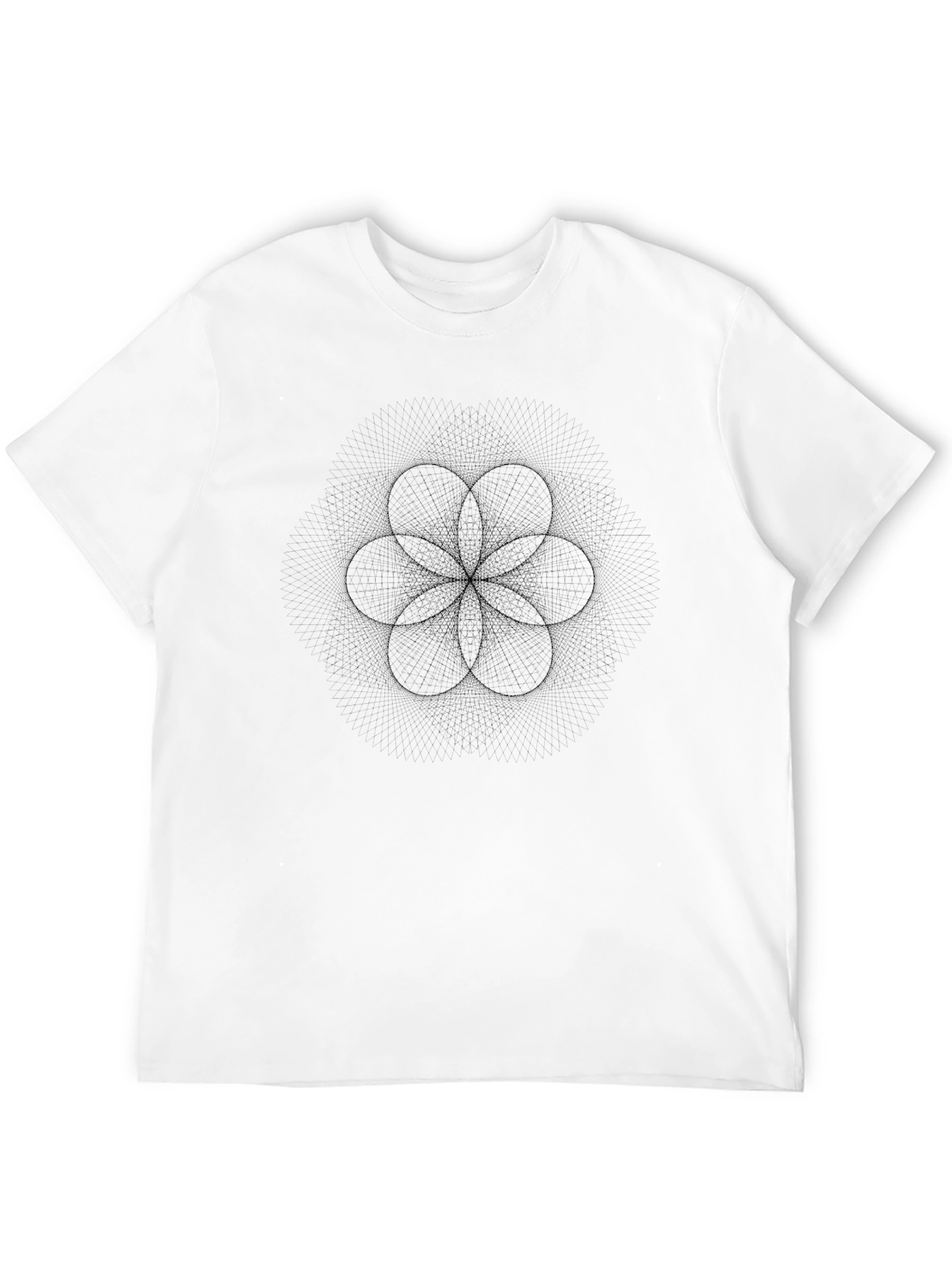Geometric Flower of Life Graphic T-Shirt - Black