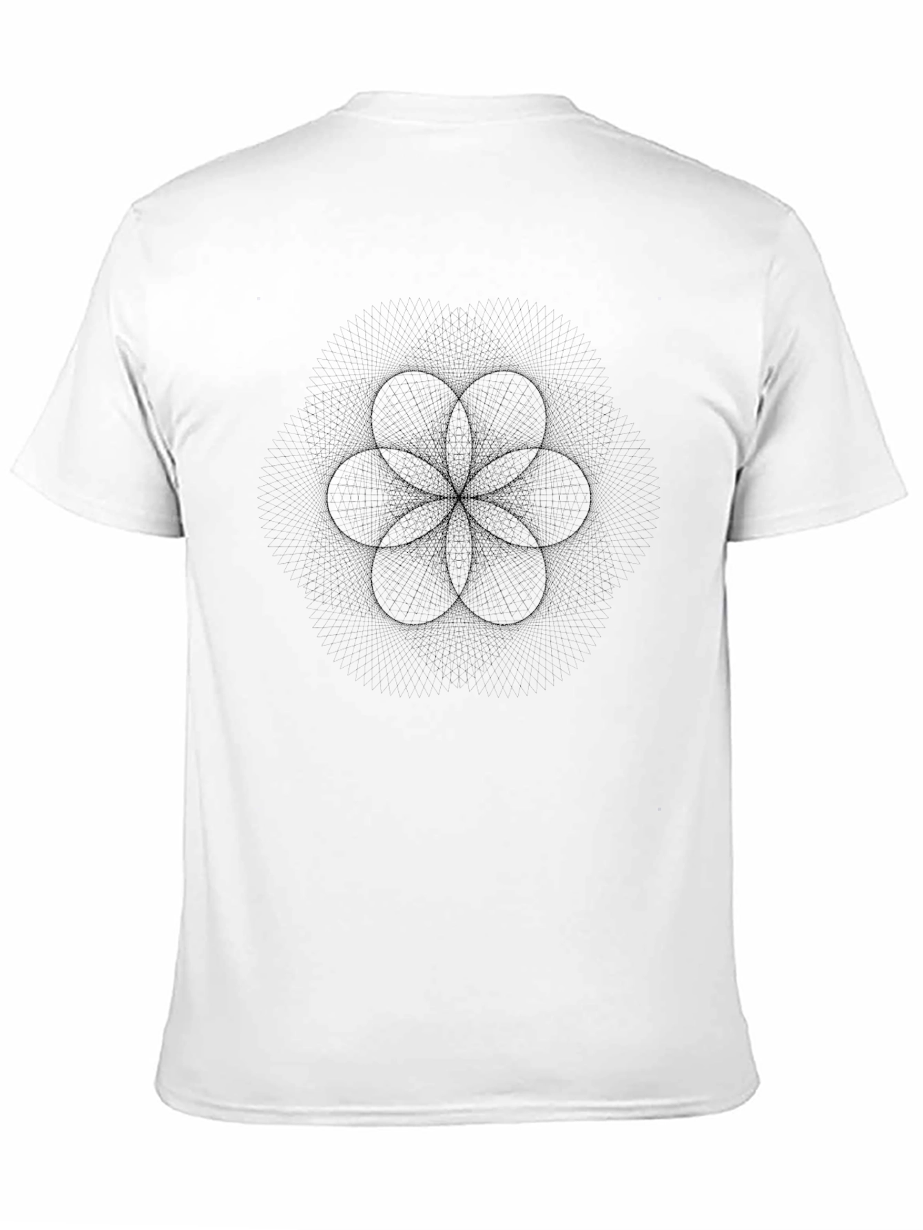 Geometric Flower of Life Graphic T-Shirt - Black