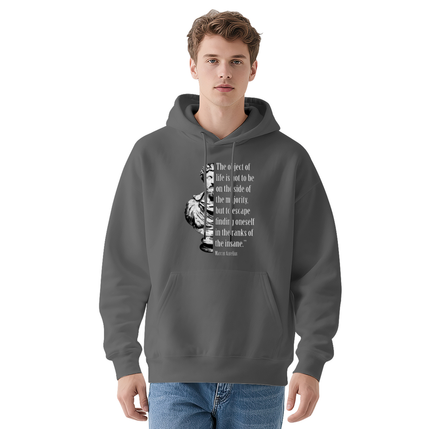 Marcus Aurelius Stoic Quote Gray Hoodie, Soft Lounge Wear