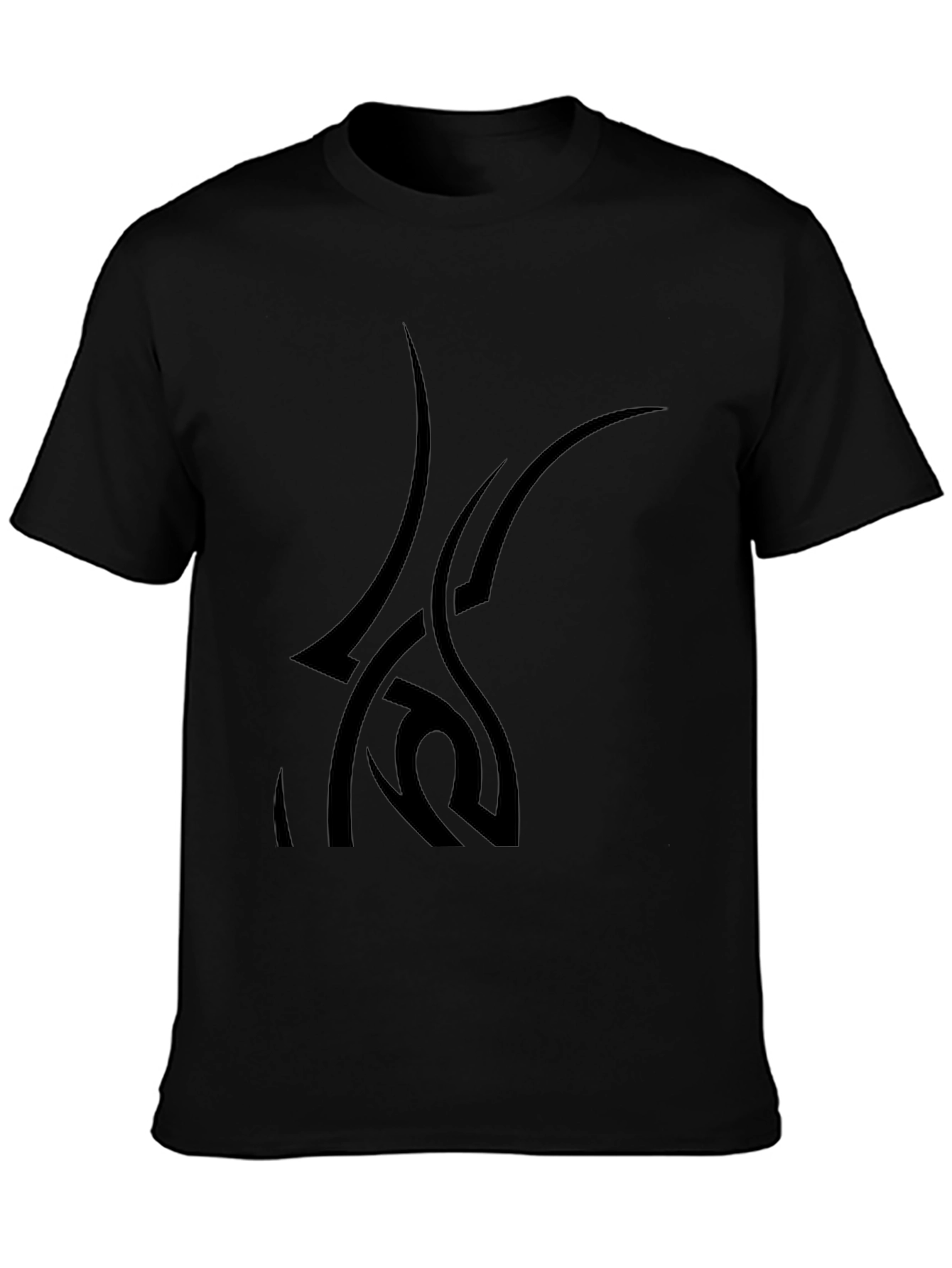Stylish Black Graphic Tee - Tribal Design