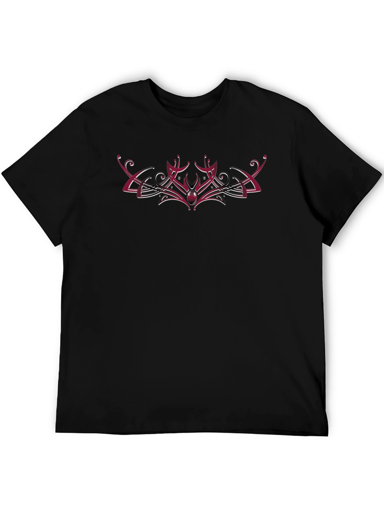 Mens Black T-Shirt with Ornamental Graphic