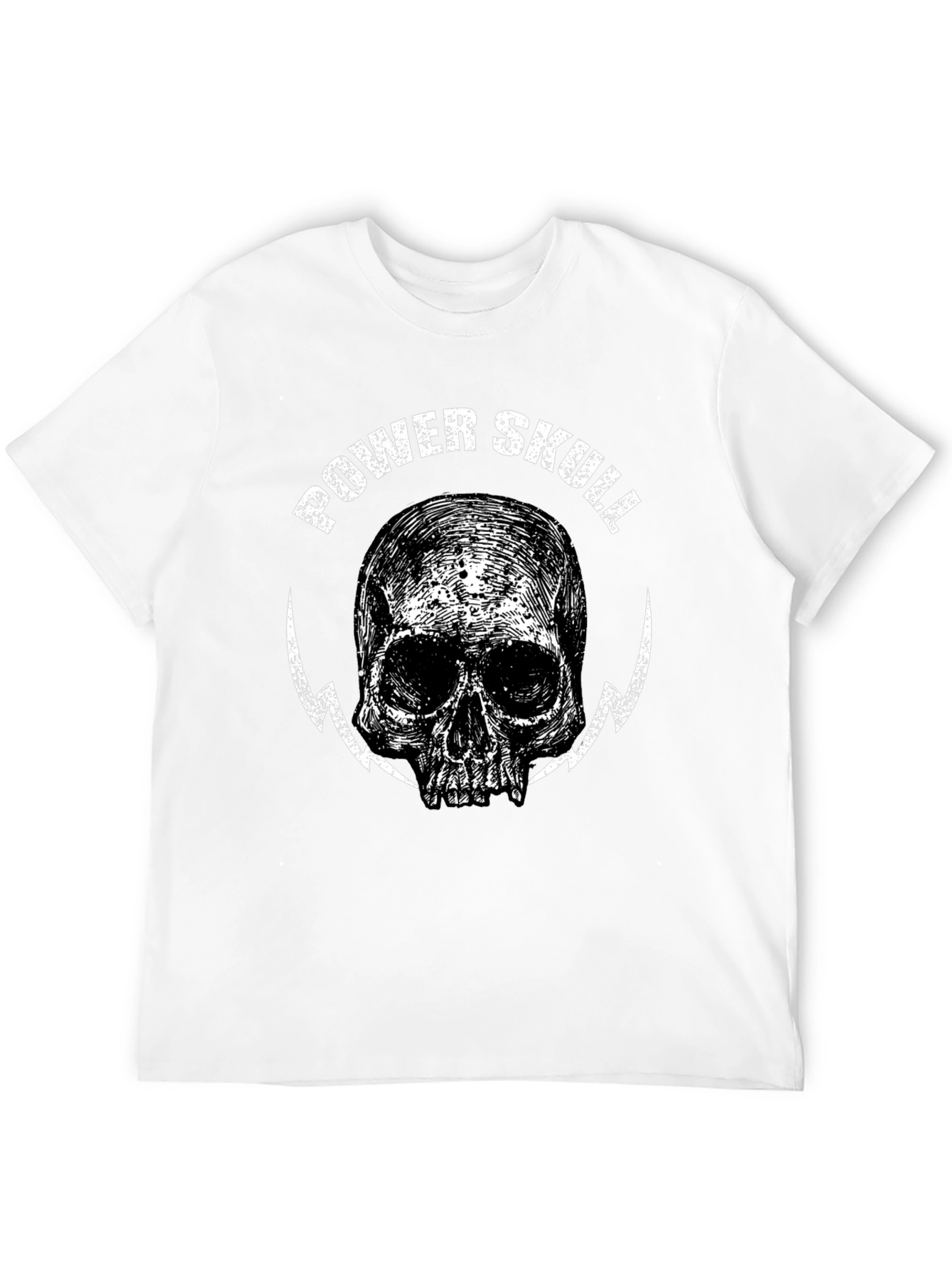Power Skull Graphic Print Black T-Shirt