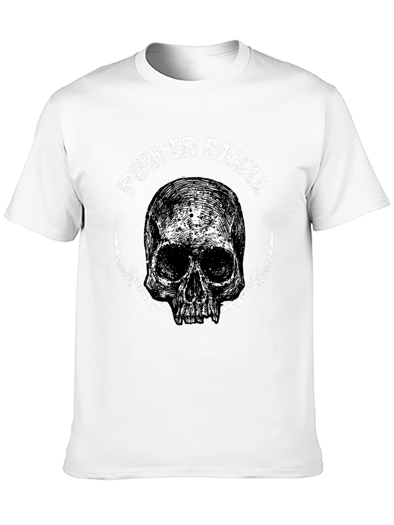 Power Skull Graphic Print Black T-Shirt