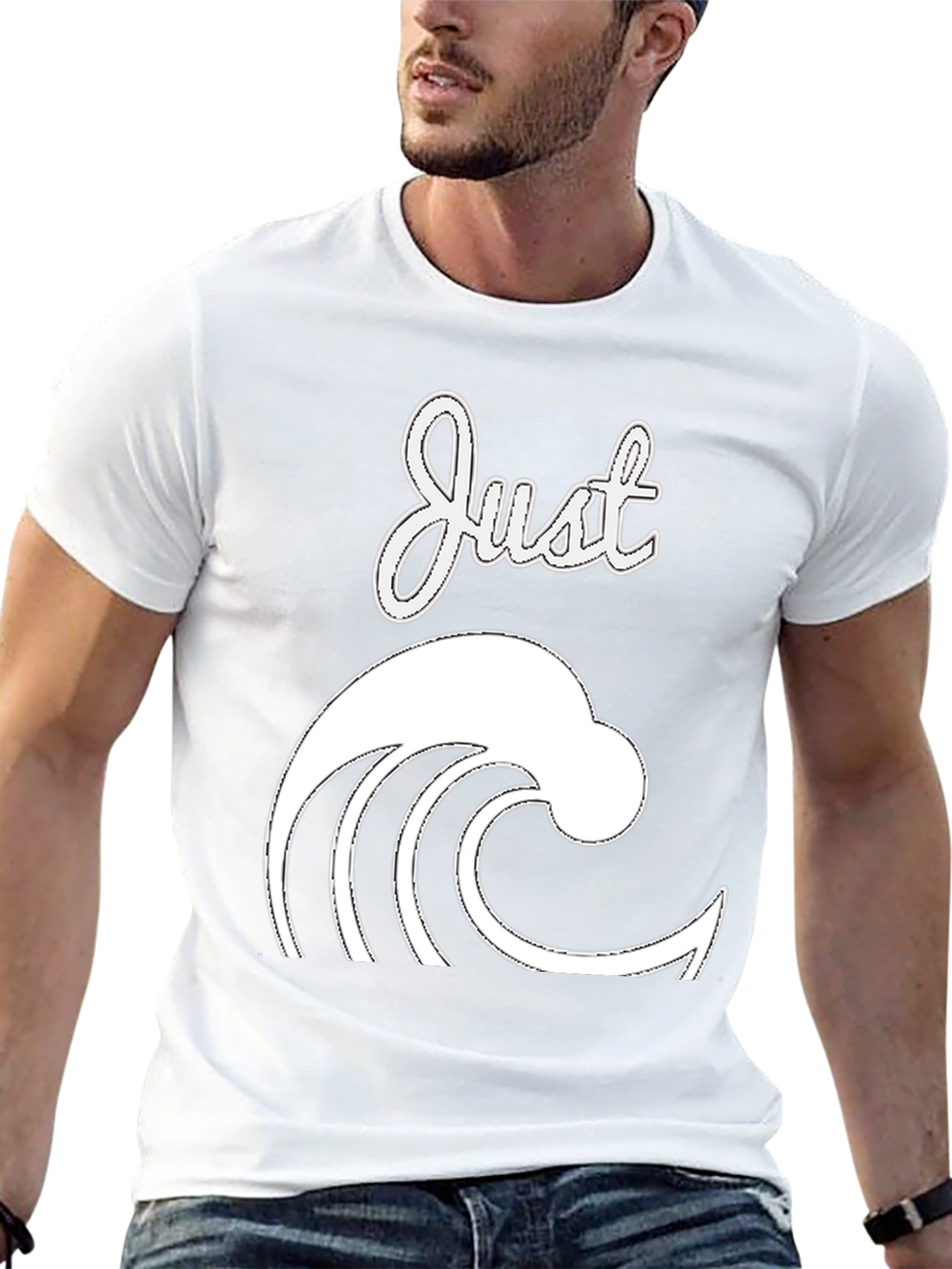 Just Wave Graphic Tee - Black Casual T-Shirt