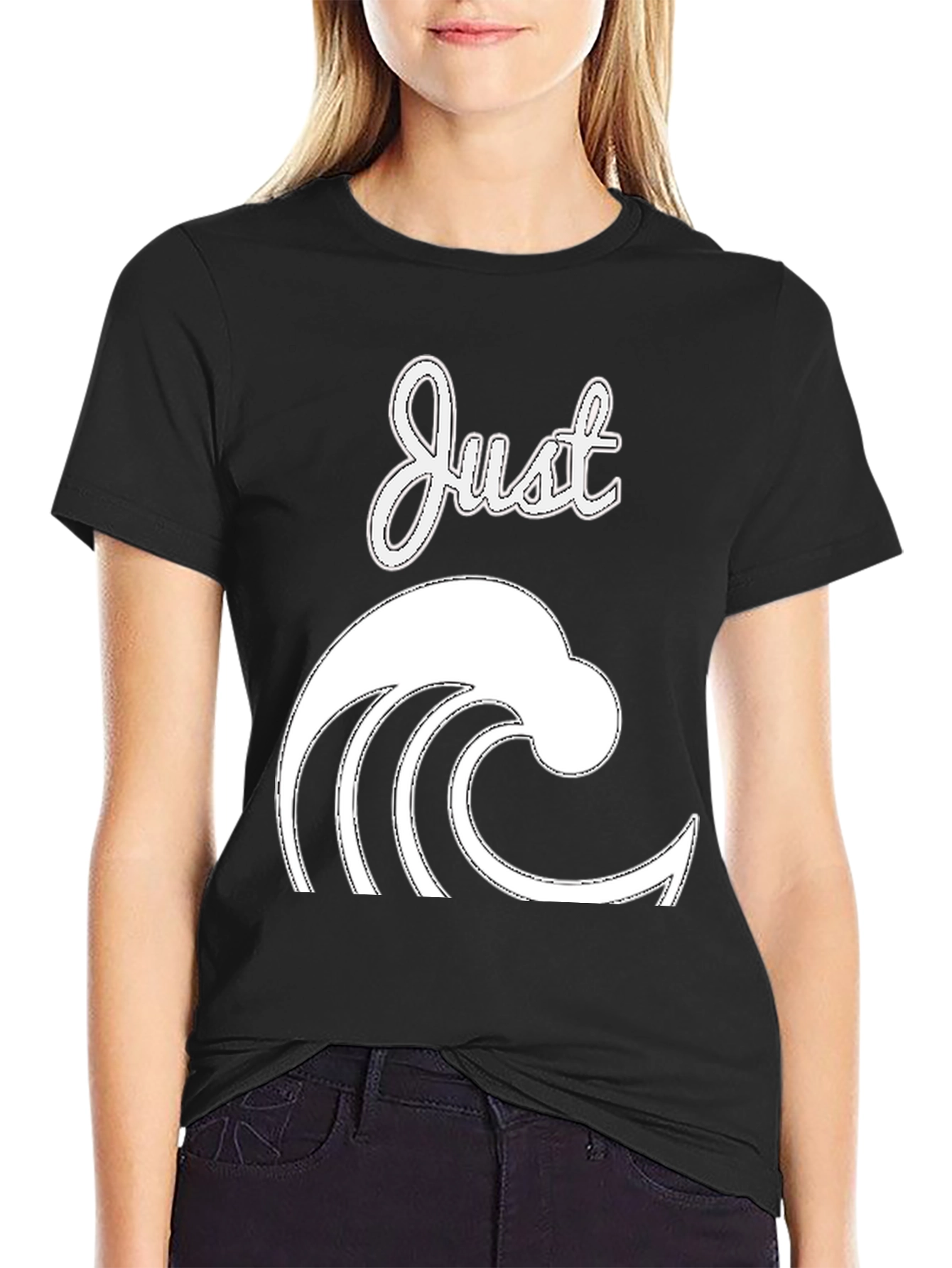 Just Wave Graphic Tee - Black Casual T-Shirt