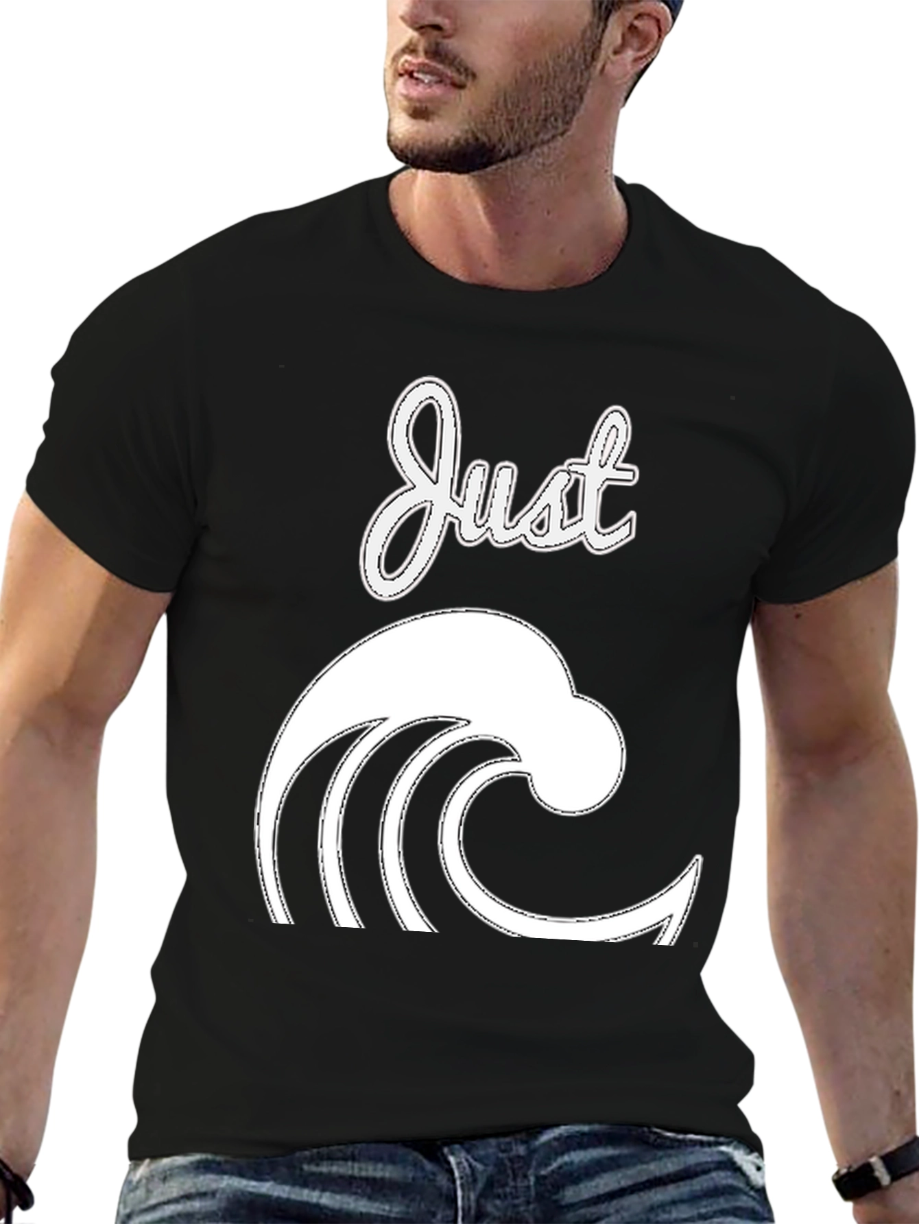 Just Wave Graphic Tee - Black Casual T-Shirt