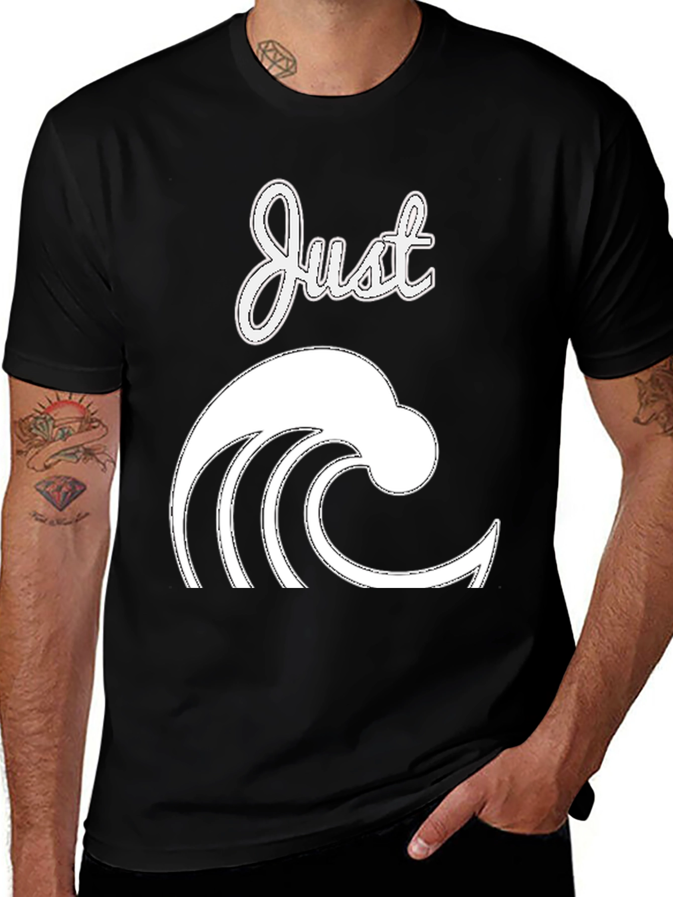 Just Wave Graphic Tee - Black Casual T-Shirt