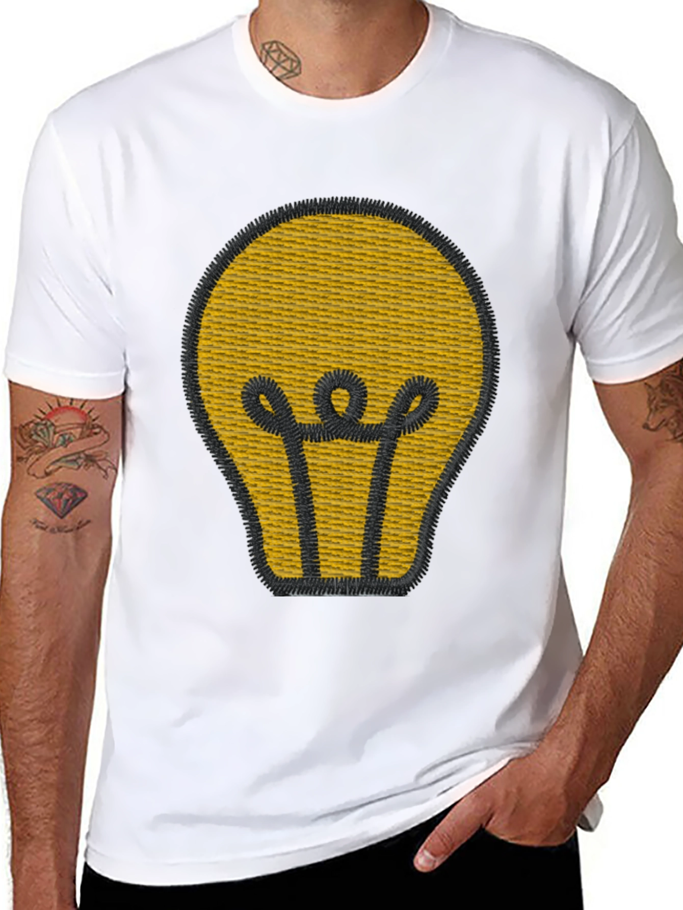 Lightbulb Graphic Tee - Embroidered Design