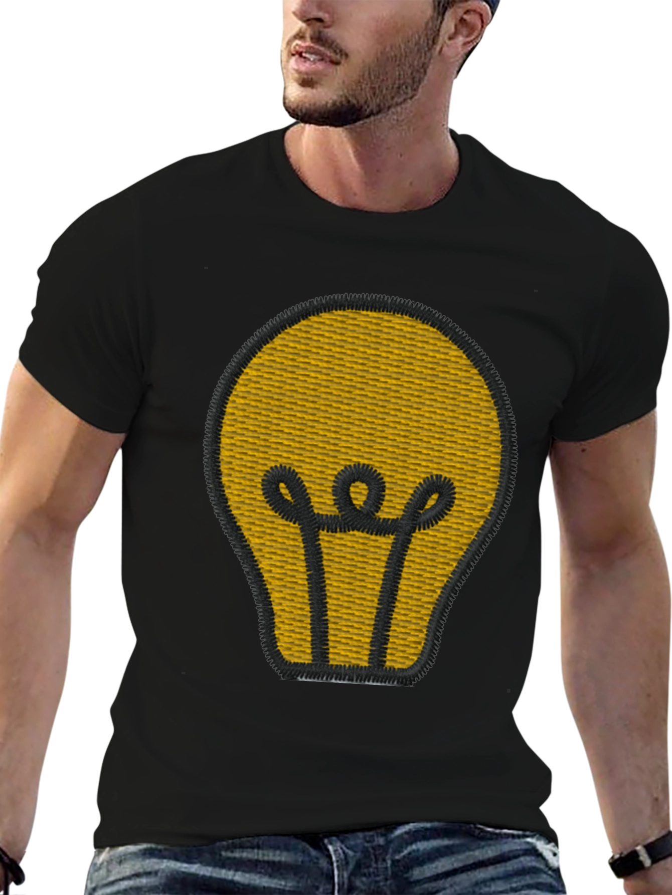 Lightbulb Graphic Tee - Embroidered Design
