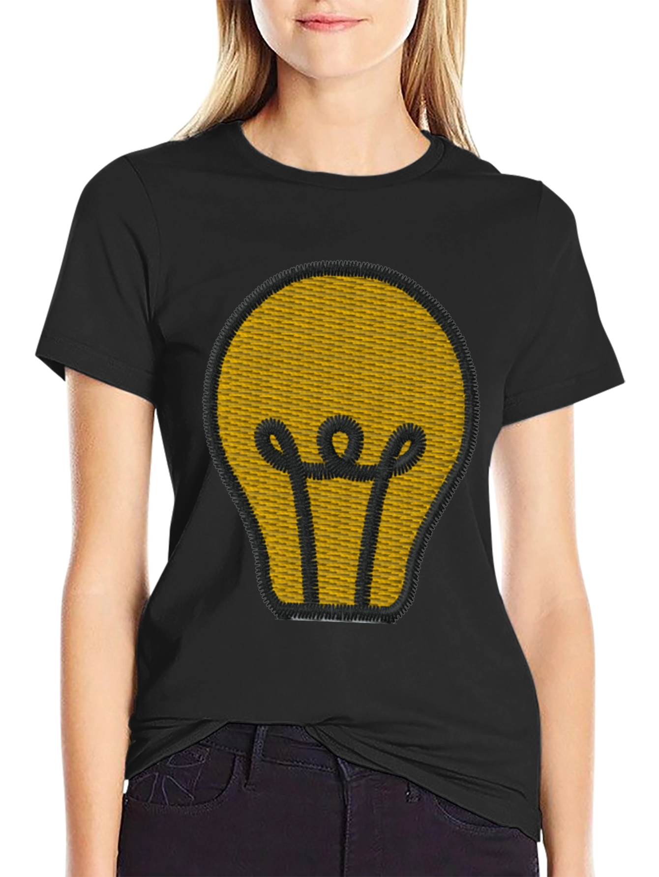 Lightbulb Graphic Tee - Embroidered Design