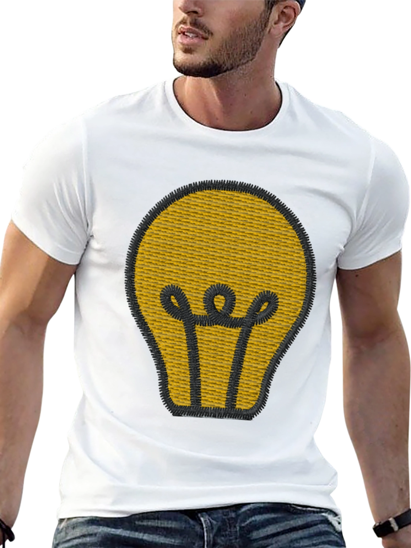 Lightbulb Graphic Tee - Embroidered Design