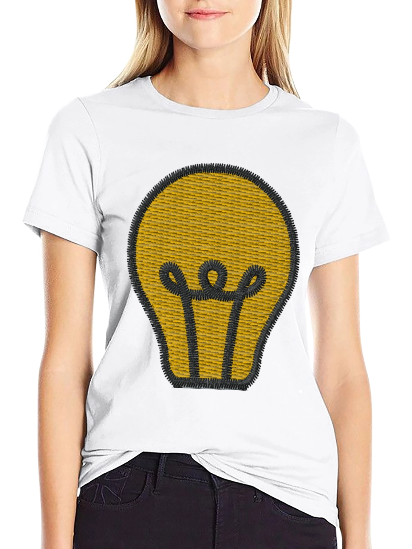 Lightbulb Graphic Tee - Embroidered Design