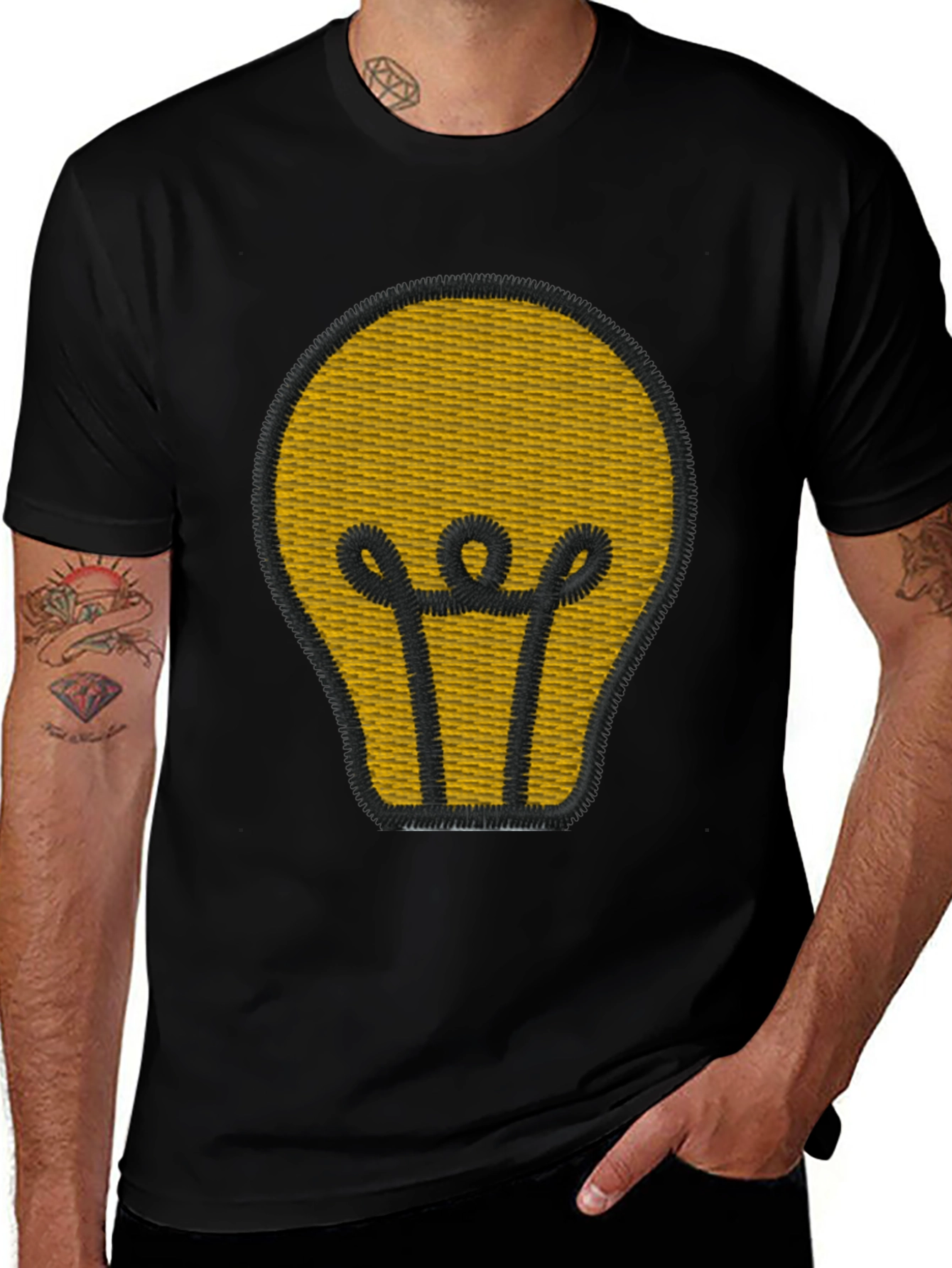 Lightbulb Graphic Tee - Embroidered Design