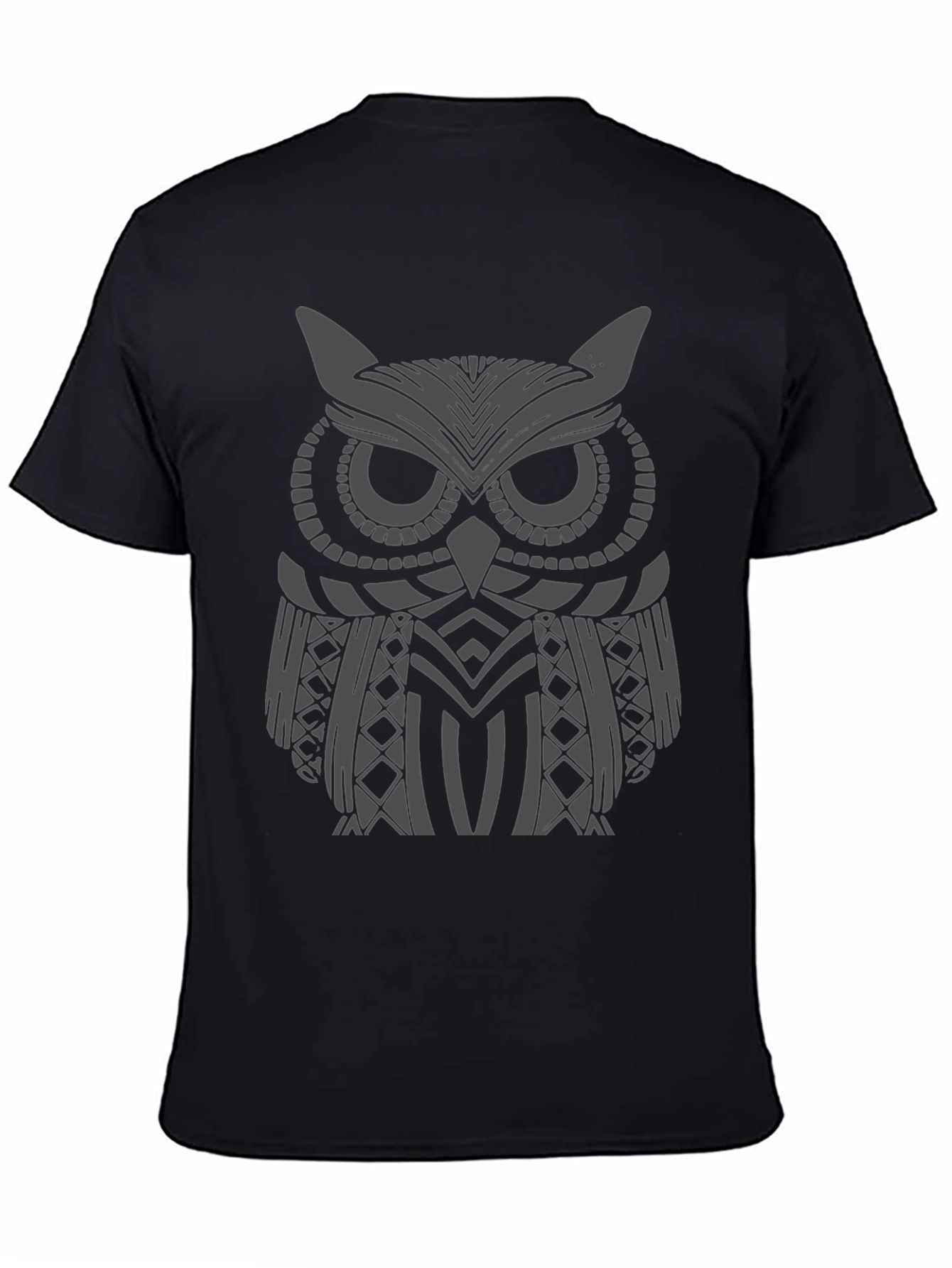 Owl Graphic Print Mens Black T-Shirt
