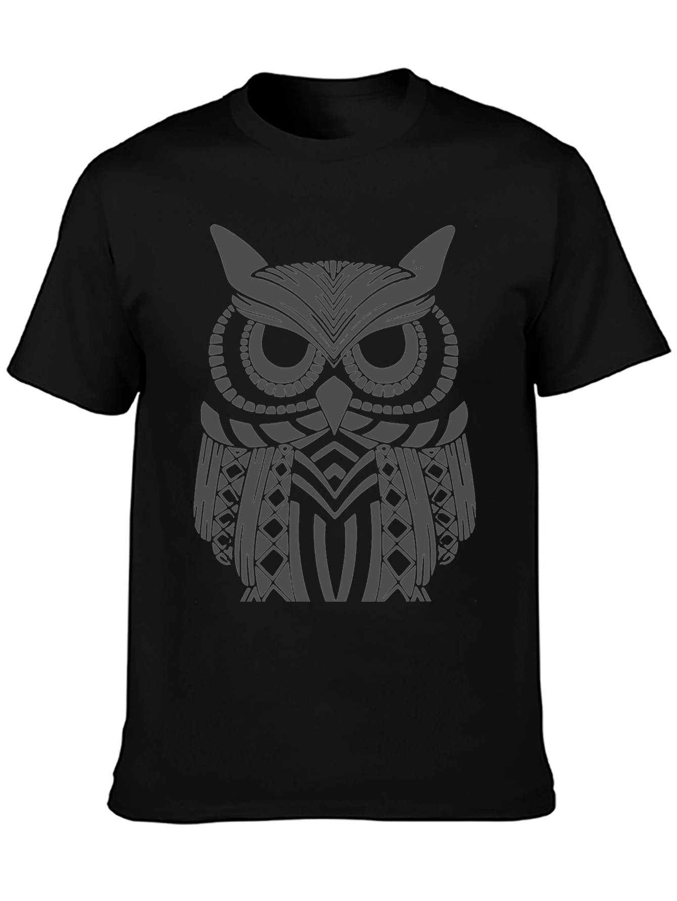 Owl Graphic Print Mens Black T-Shirt