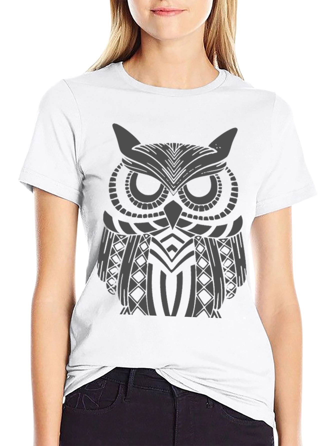 Owl Graphic Print Mens Black T-Shirt