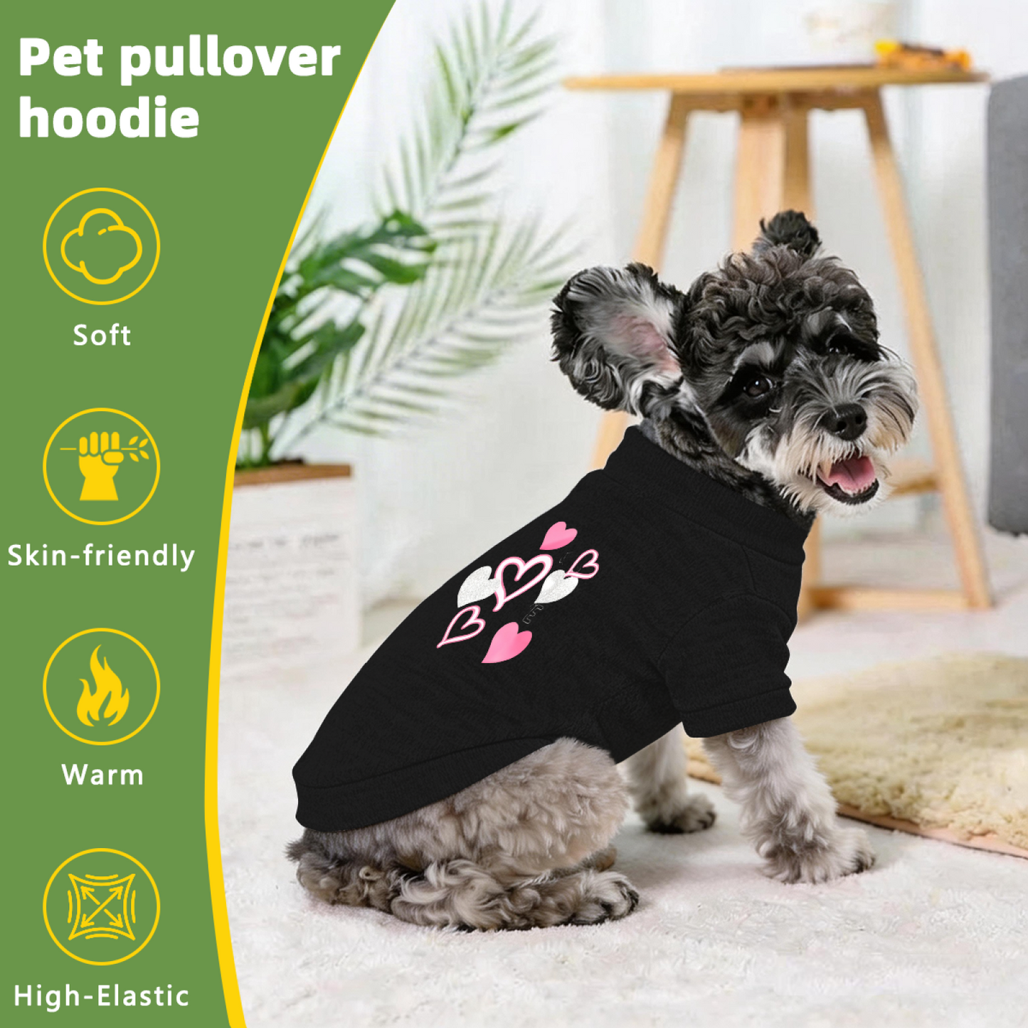 Glitter Pink Silver Heart Romantic Black Puppy Cardigan Sweater