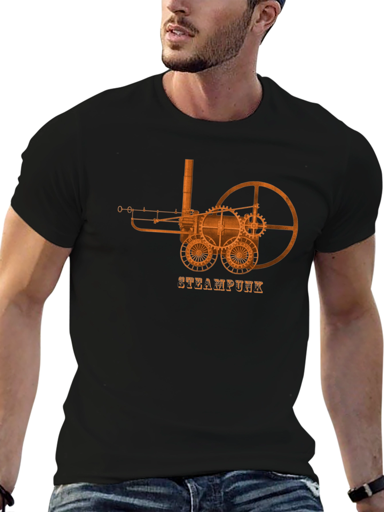 Steampunk Machine Graphic Tee - Black