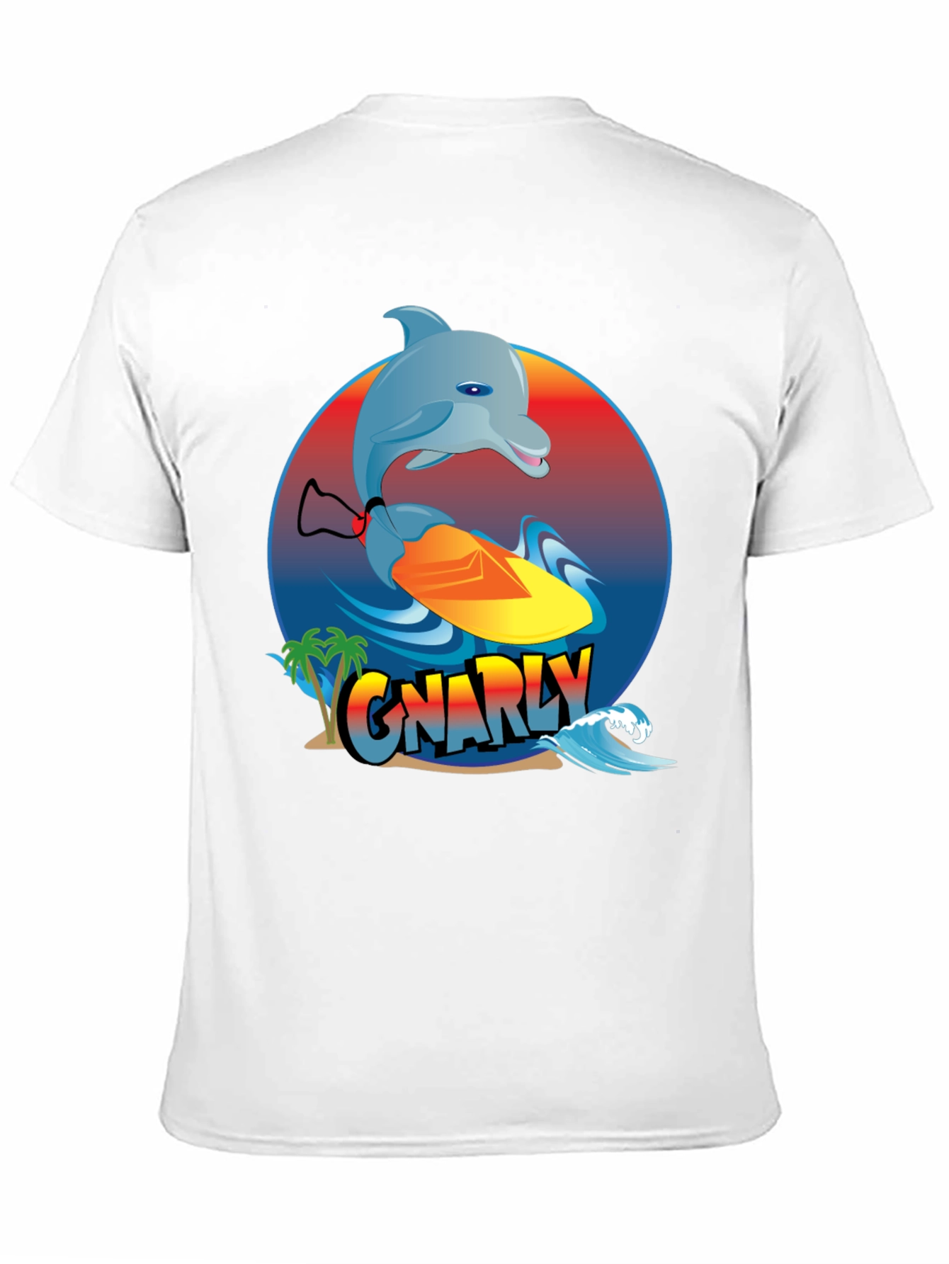 Gnarly Dolphin Surfing Graphic T-Shirt