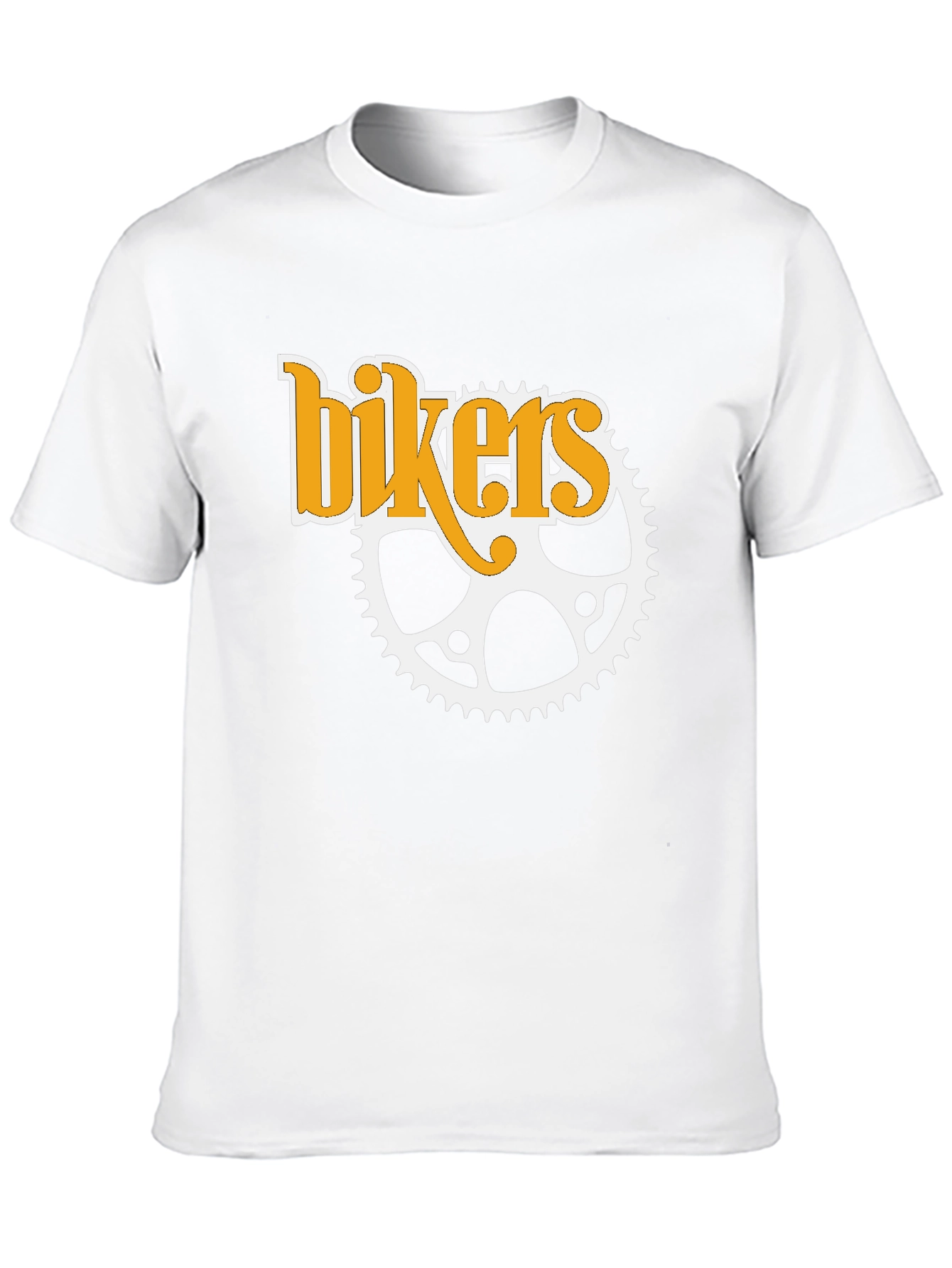 Bikers T-Shirt - Black Cotton Tee with Sprocket Design