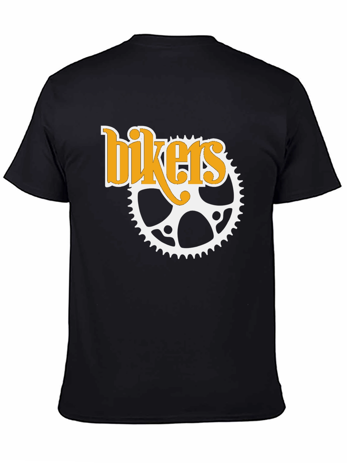 Bikers T-Shirt - Black Cotton Tee with Sprocket Design