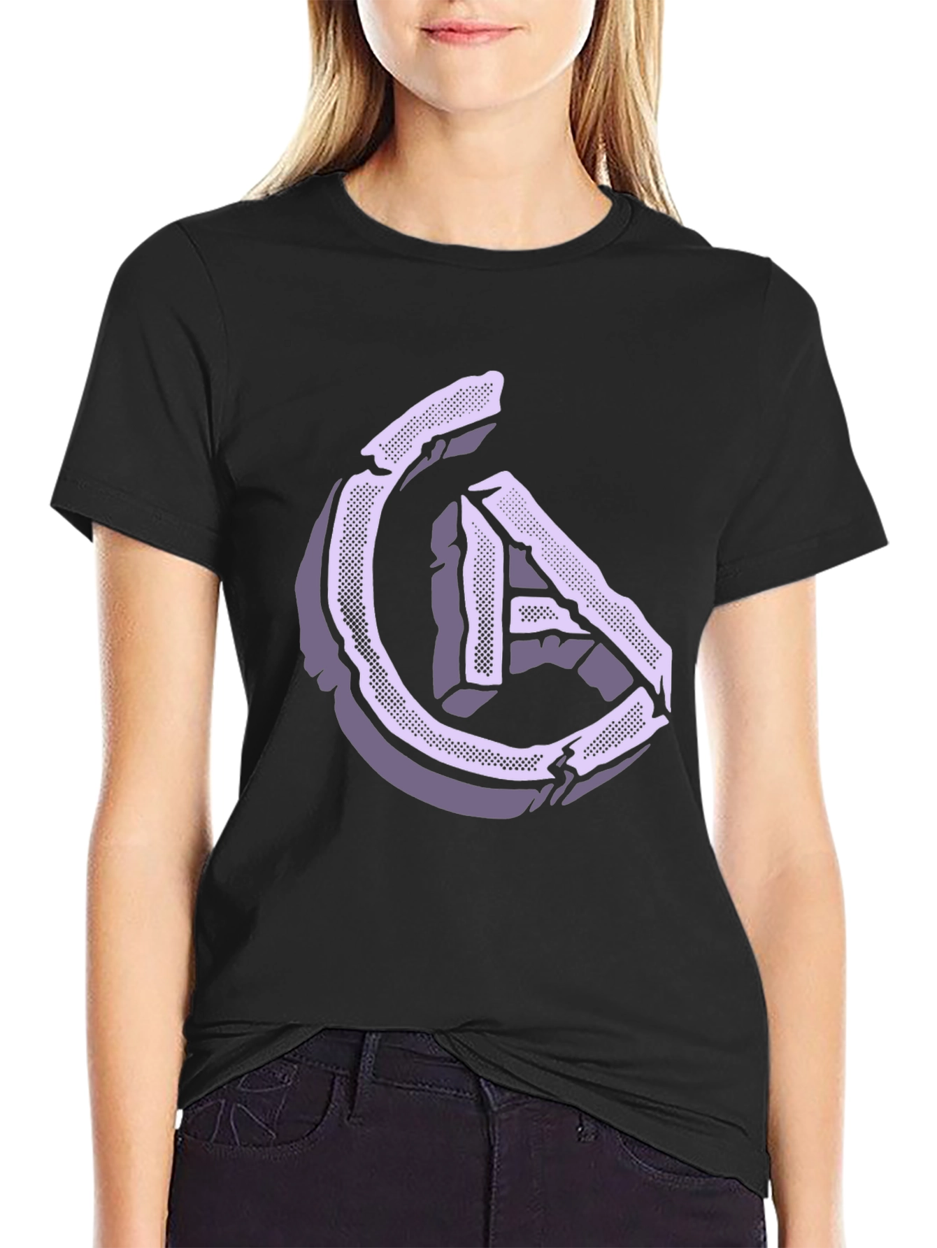 Abstract Stone Letter Graphic Tee - Stylish and Unique