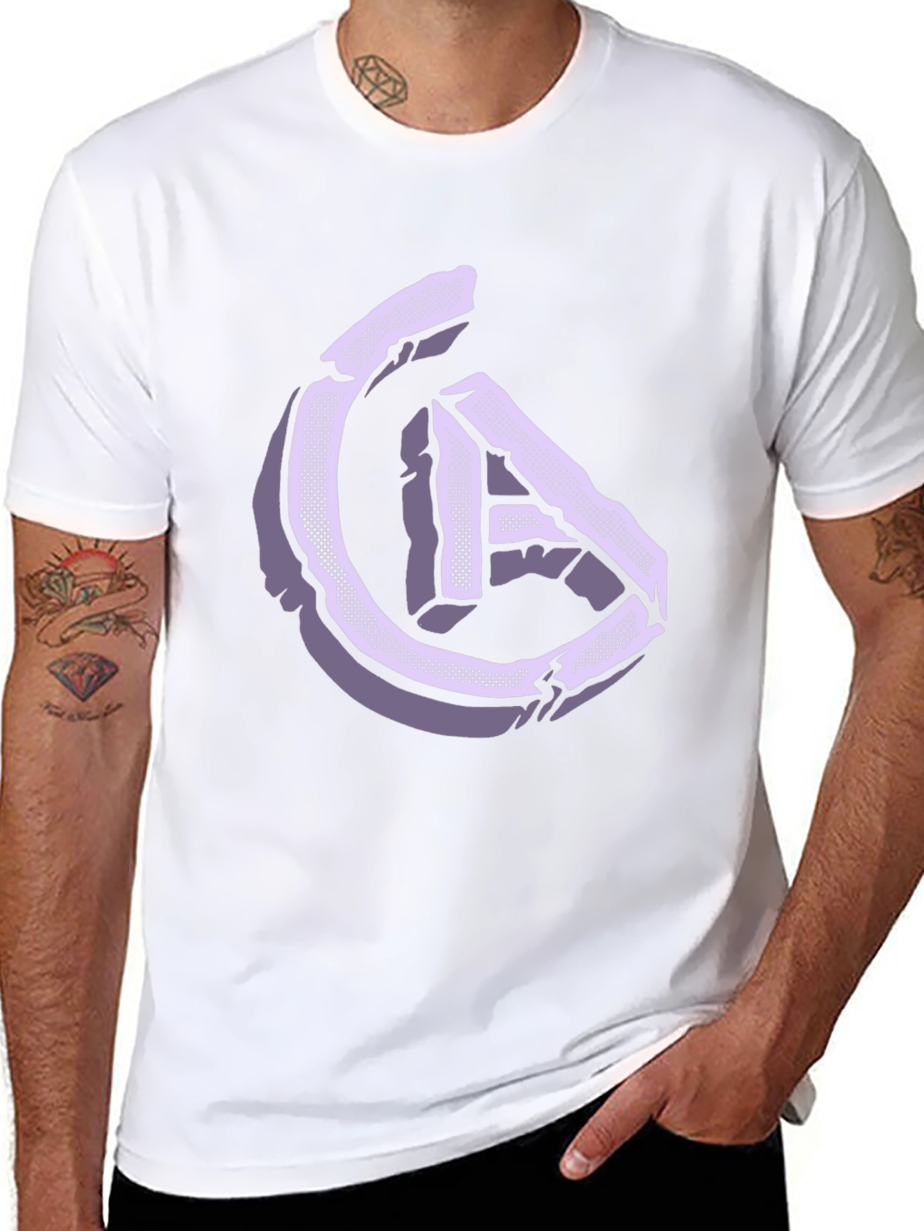Abstract Stone Letter Graphic Tee - Stylish and Unique
