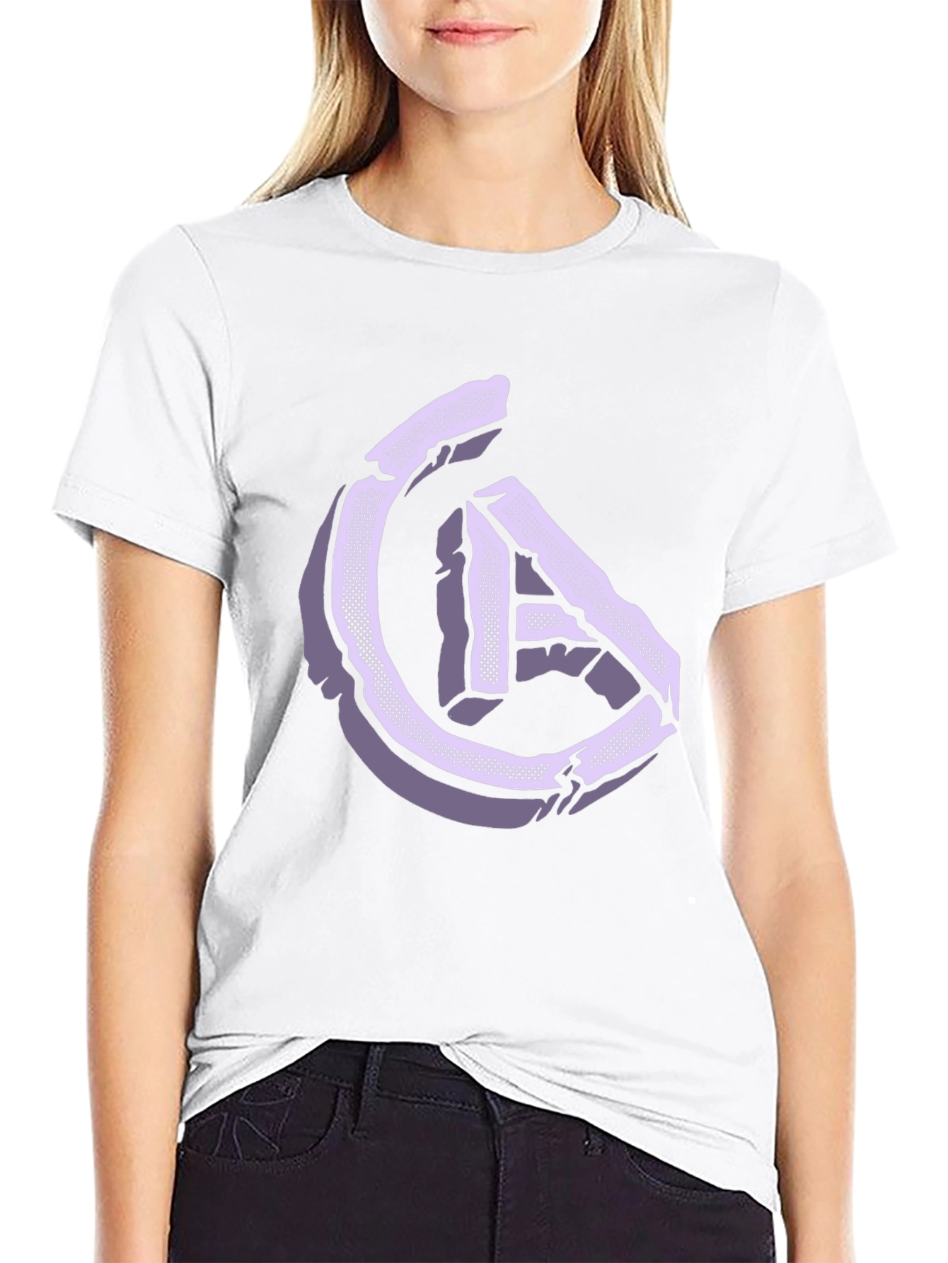 Abstract Stone Letter Graphic Tee - Stylish and Unique