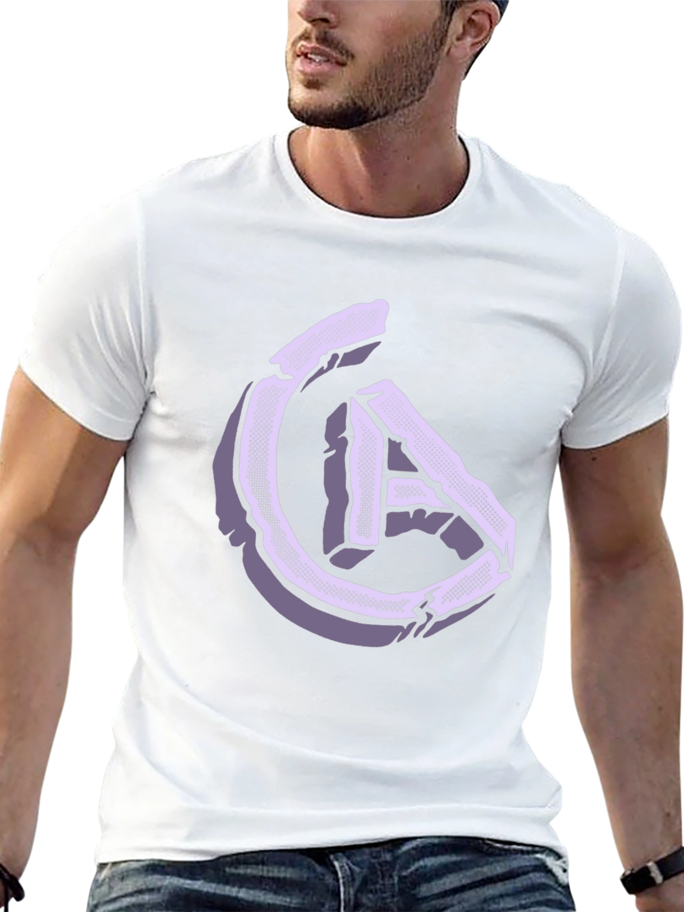 Abstract Stone Letter Graphic Tee - Stylish and Unique