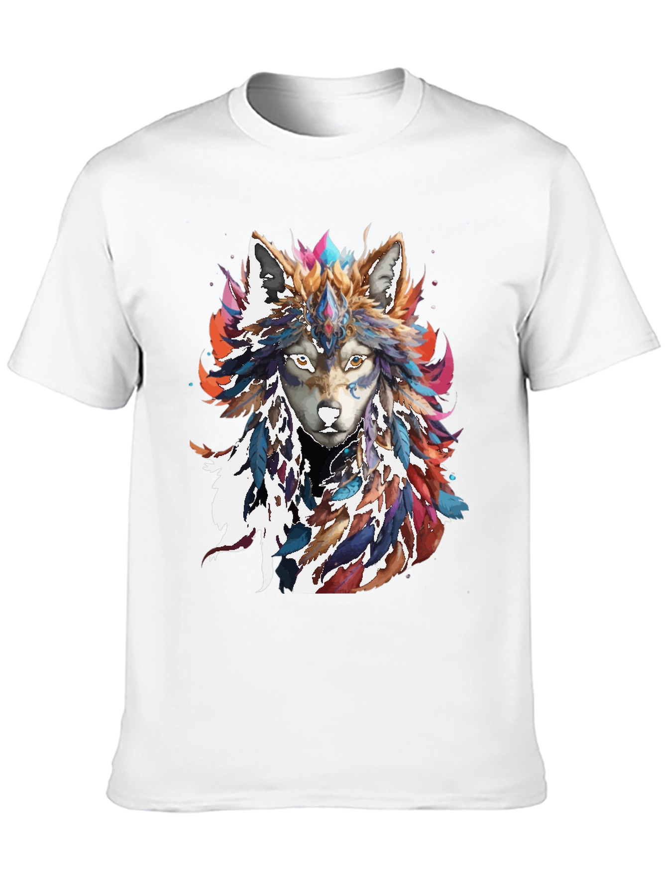 Wolf Feather Headdress Graphic Tee - Black