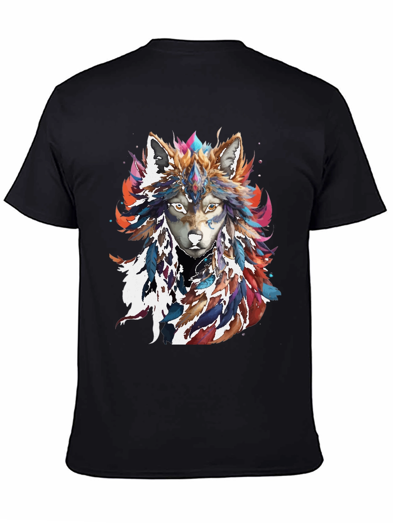 Wolf Feather Headdress Graphic Tee - Black