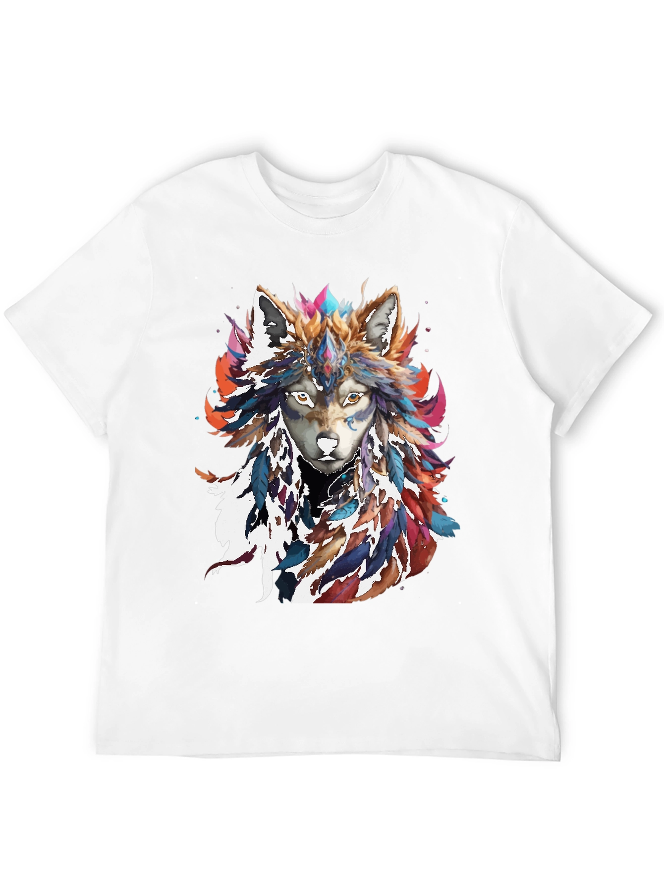 Wolf Feather Headdress Graphic Tee - Black