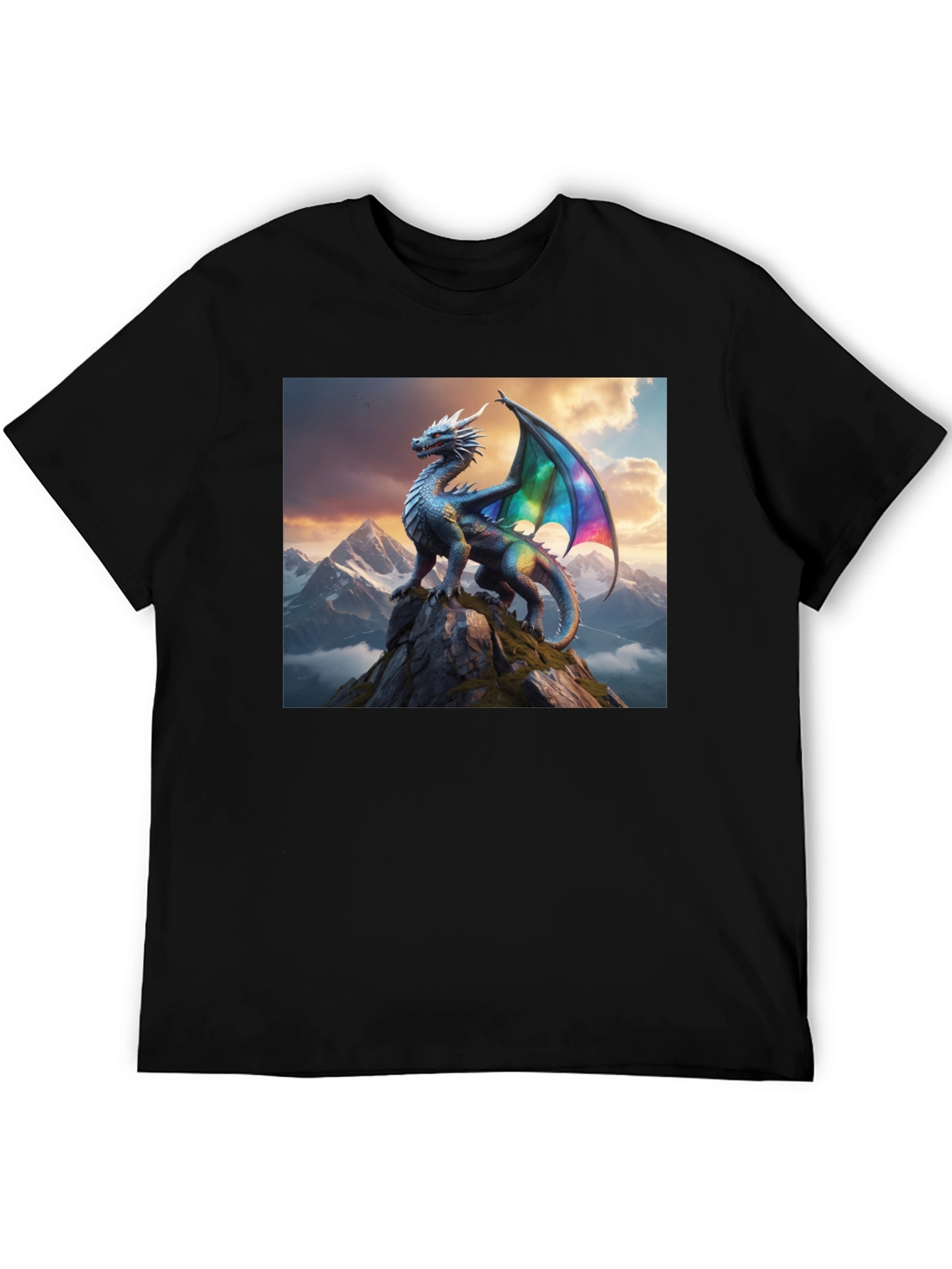 Dragon Peak Graphic Tee - Black Cotton Shirt