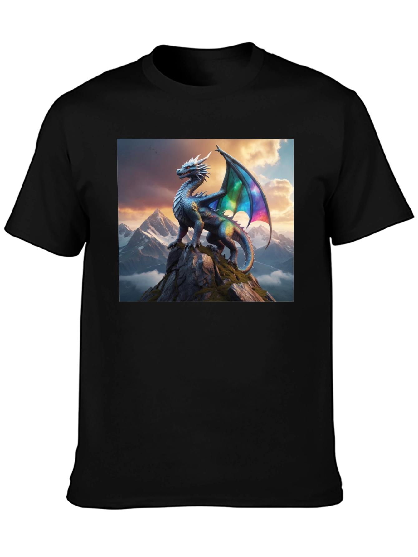 Dragon Peak Graphic Tee - Black Cotton Shirt