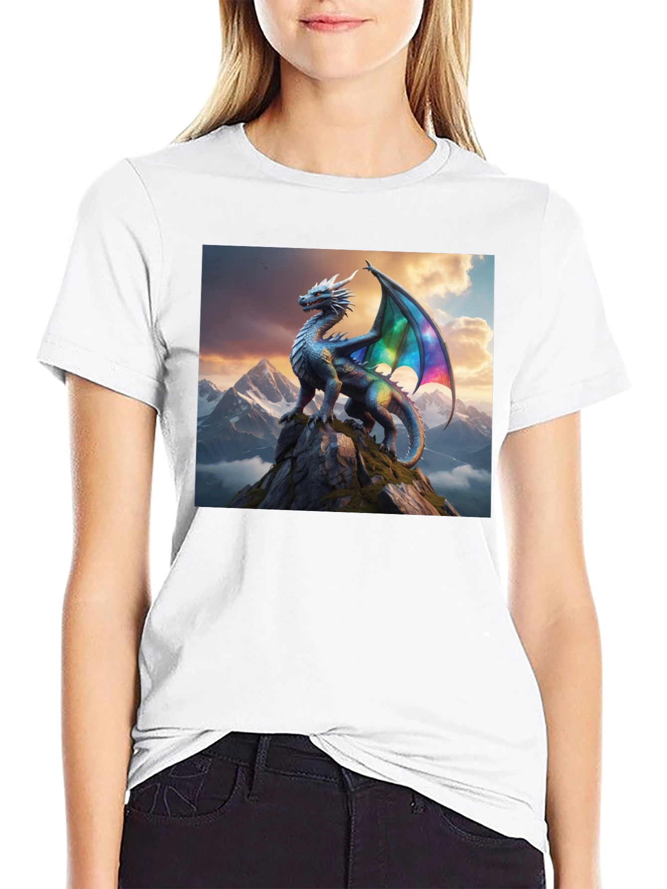 Dragon Peak Graphic Tee - Black Cotton Shirt