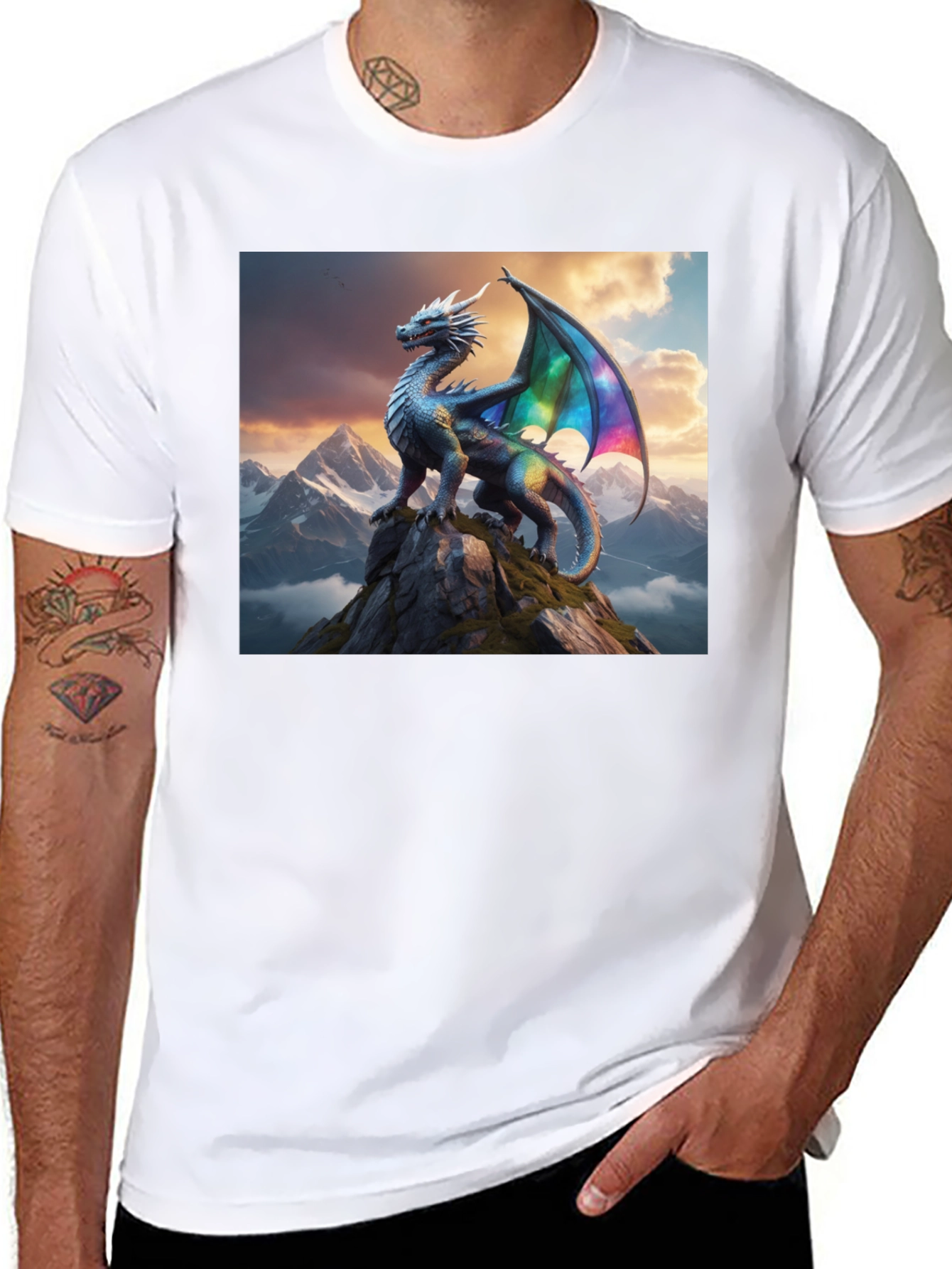 Dragon Peak Graphic Tee - Black Cotton Shirt