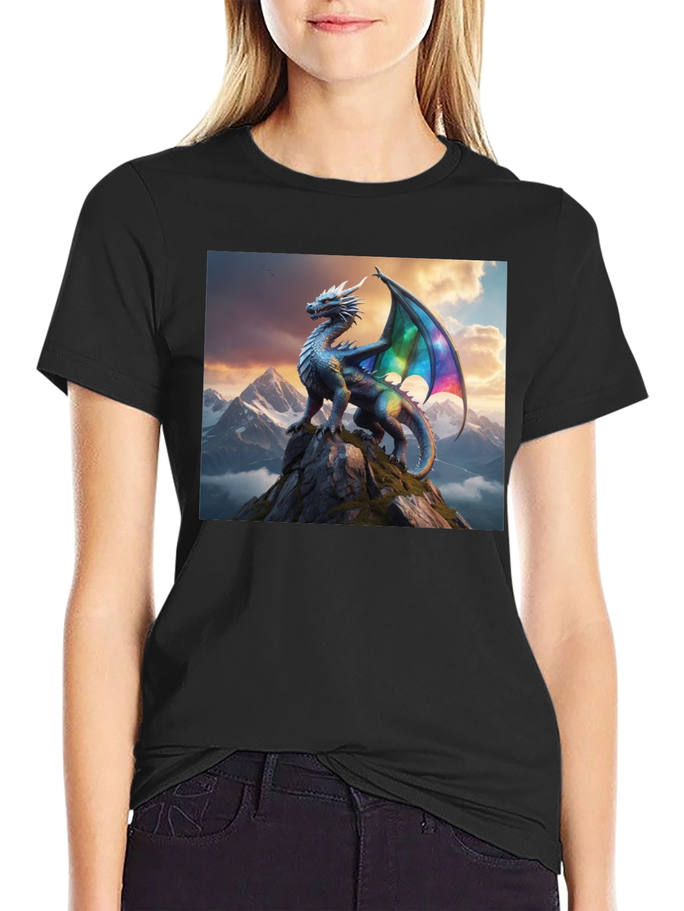 Dragon Peak Graphic Tee - Black Cotton Shirt