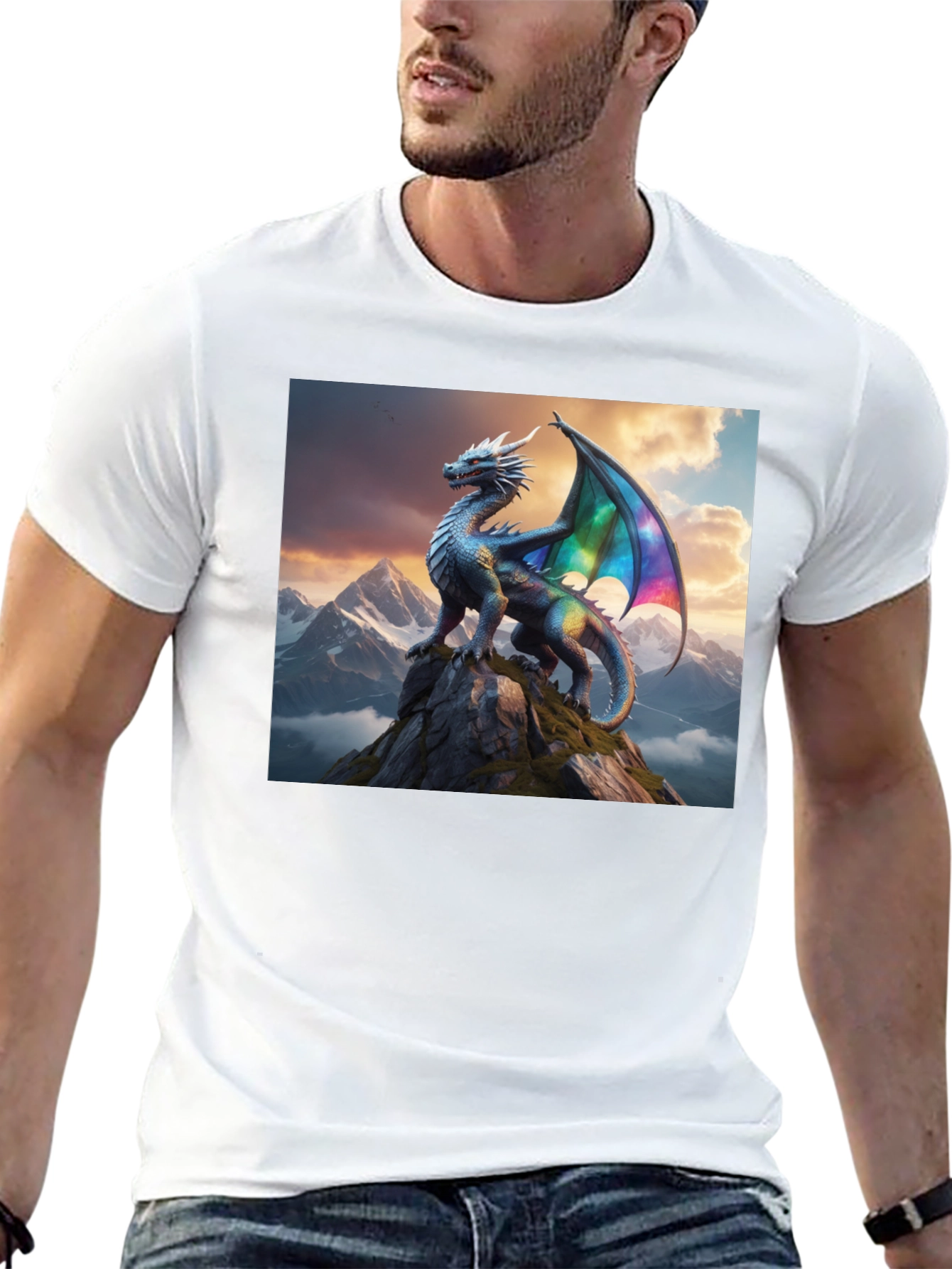 Dragon Peak Graphic Tee - Black Cotton Shirt