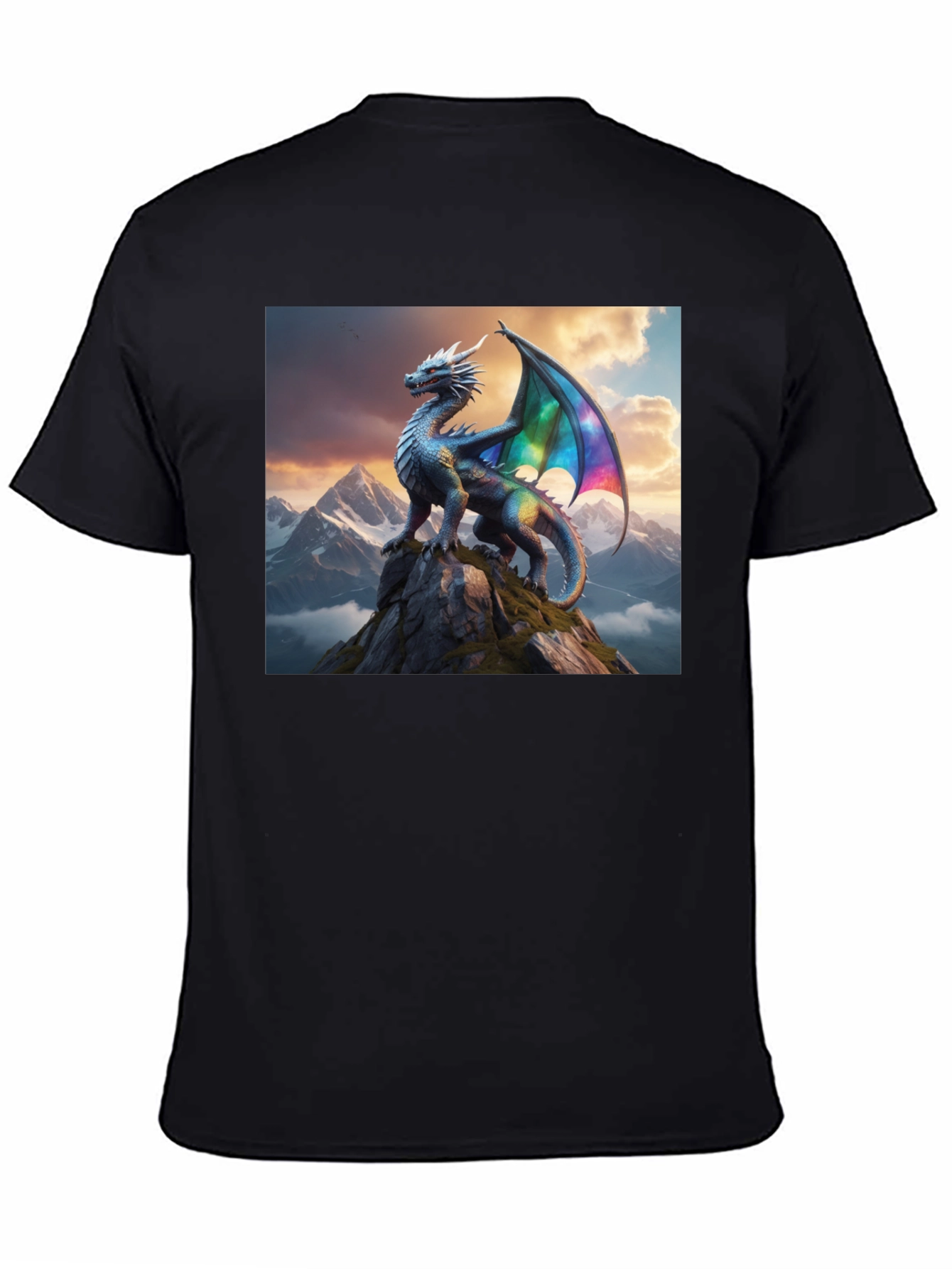 Dragon Peak Graphic Tee - Black Cotton Shirt