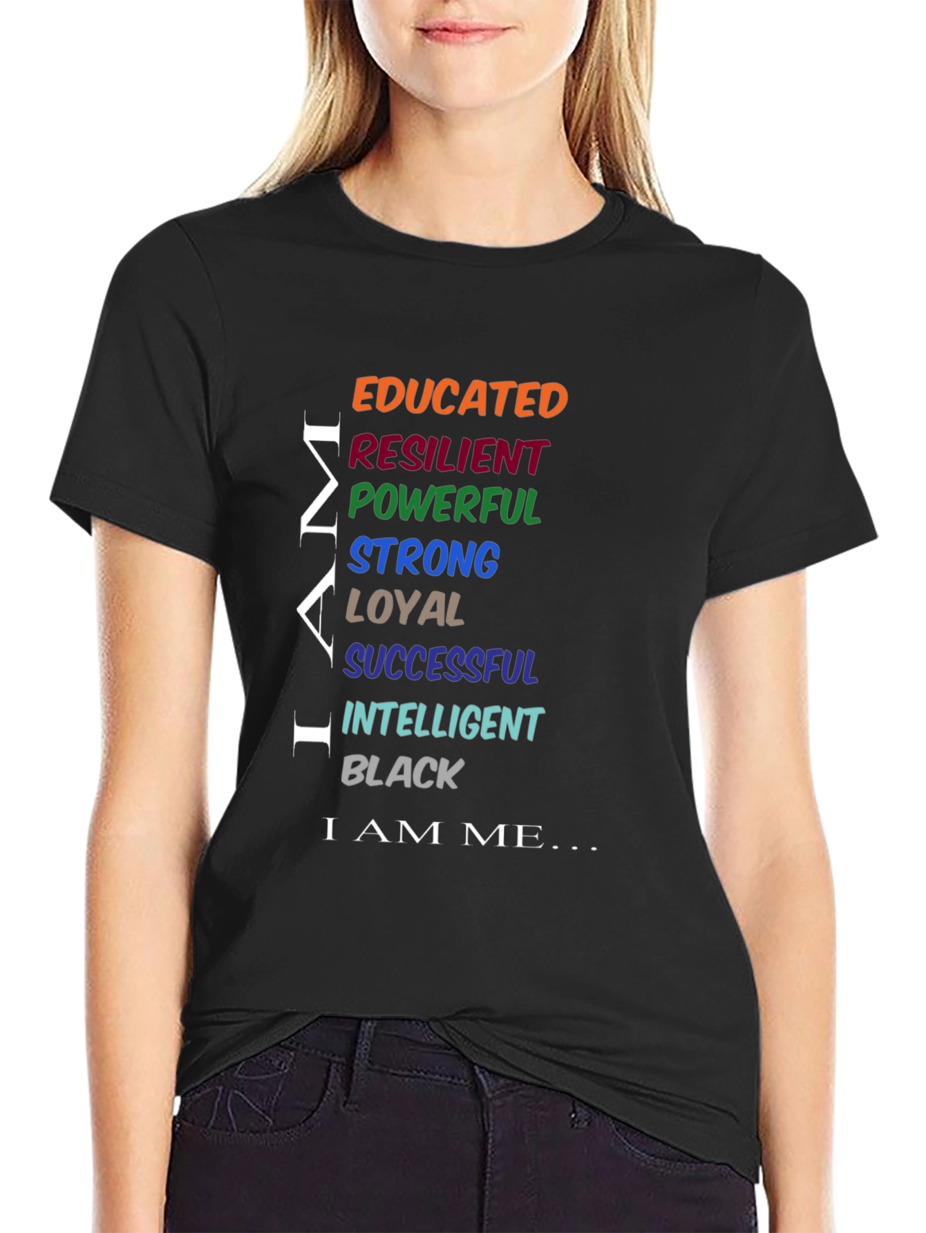 Empowered Man Black T-Shirt: Educated Resilient Strong