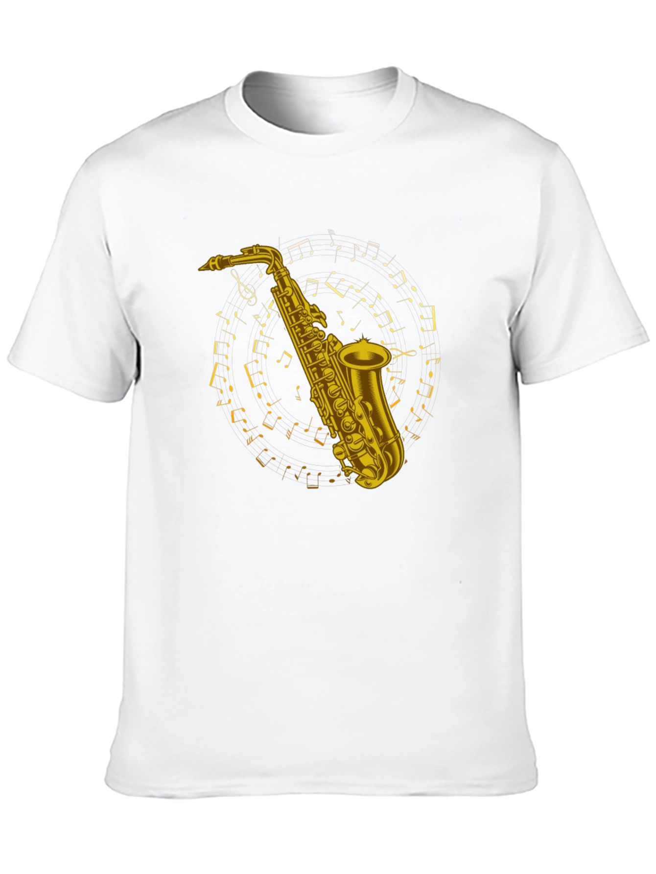 Saxophone Music Notes Graphic Tee - Black