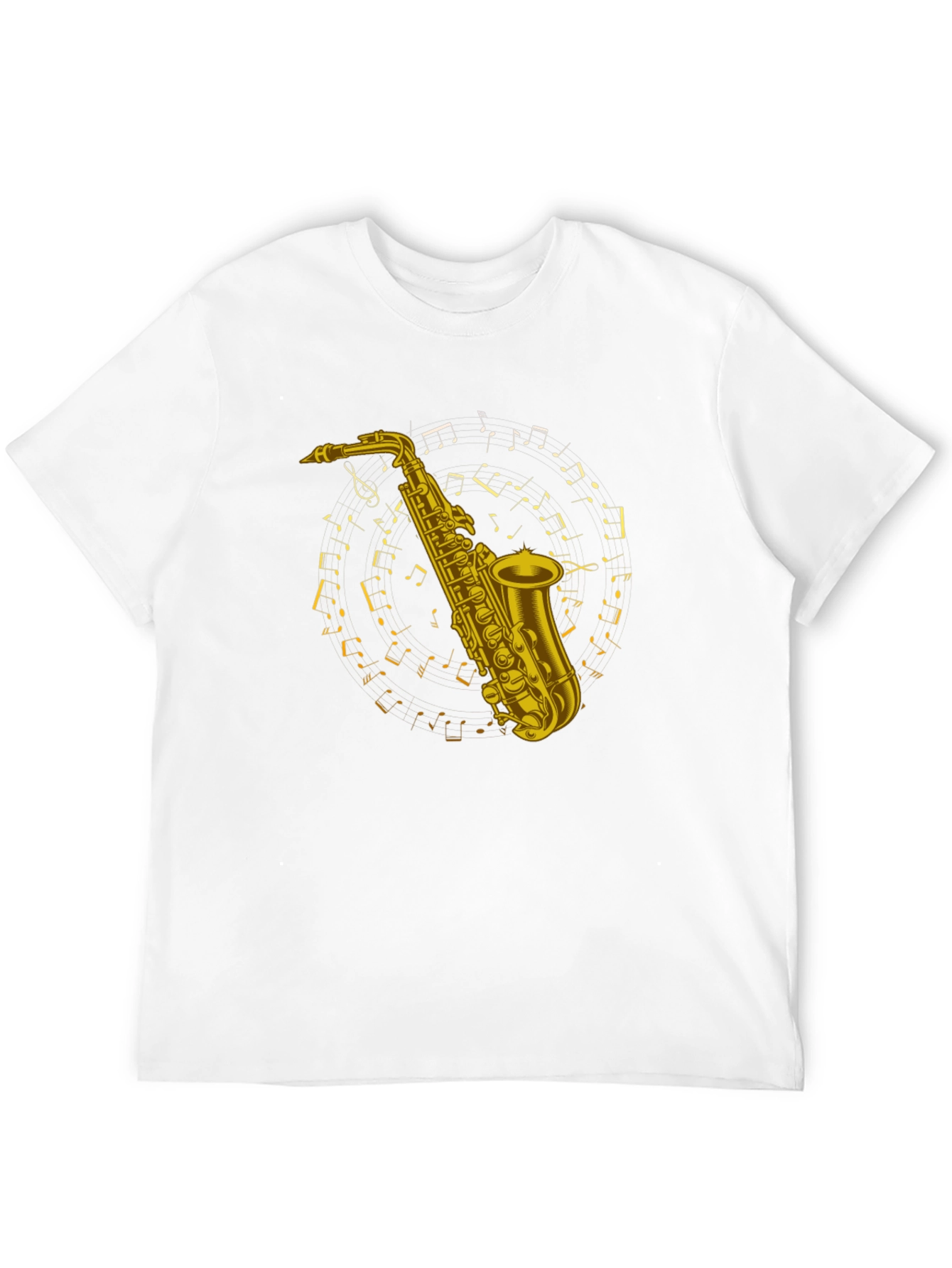 Saxophone Music Notes Graphic Tee - Black