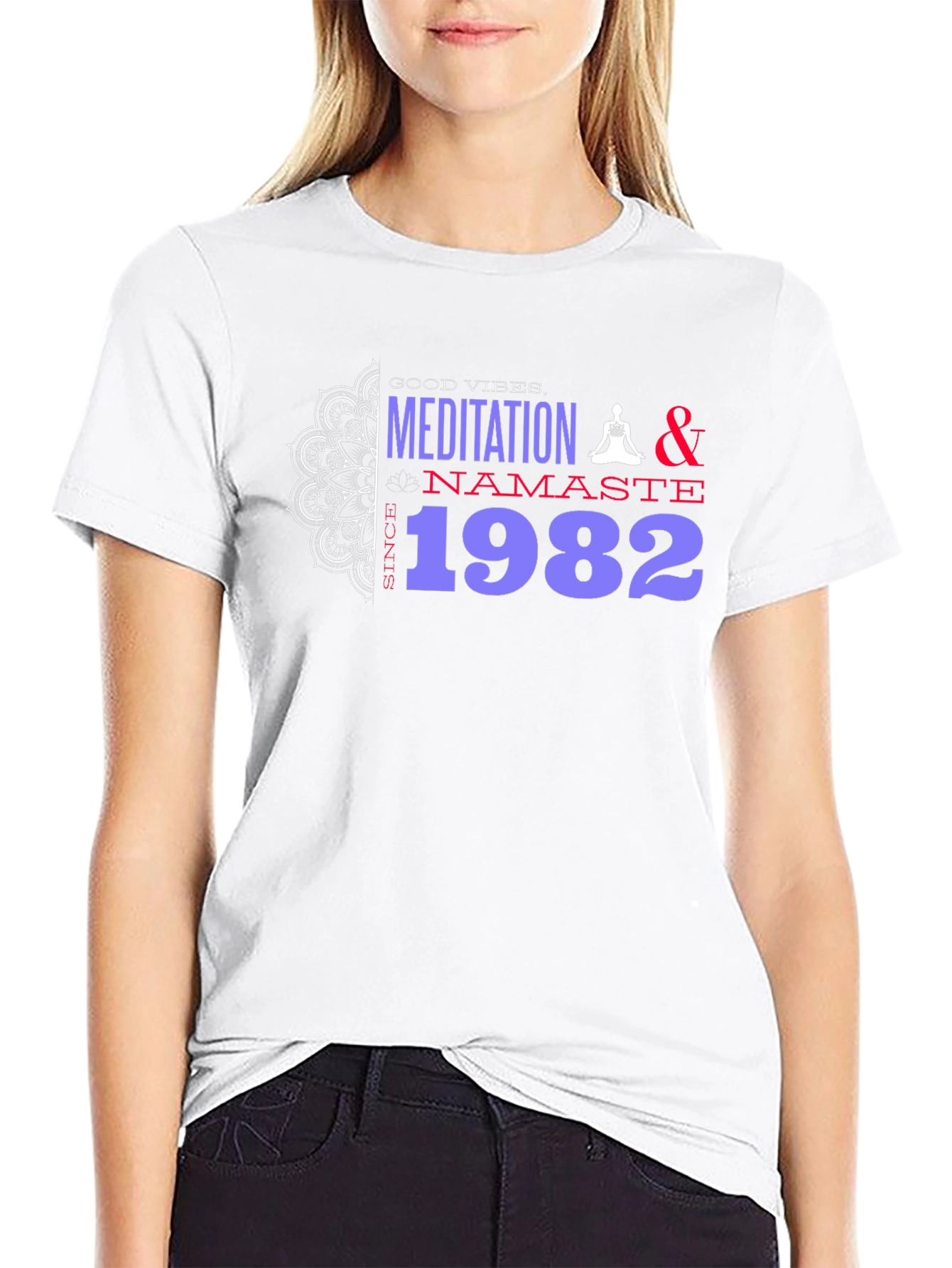 Meditation & Namaste Since 1982 Black T-Shirt