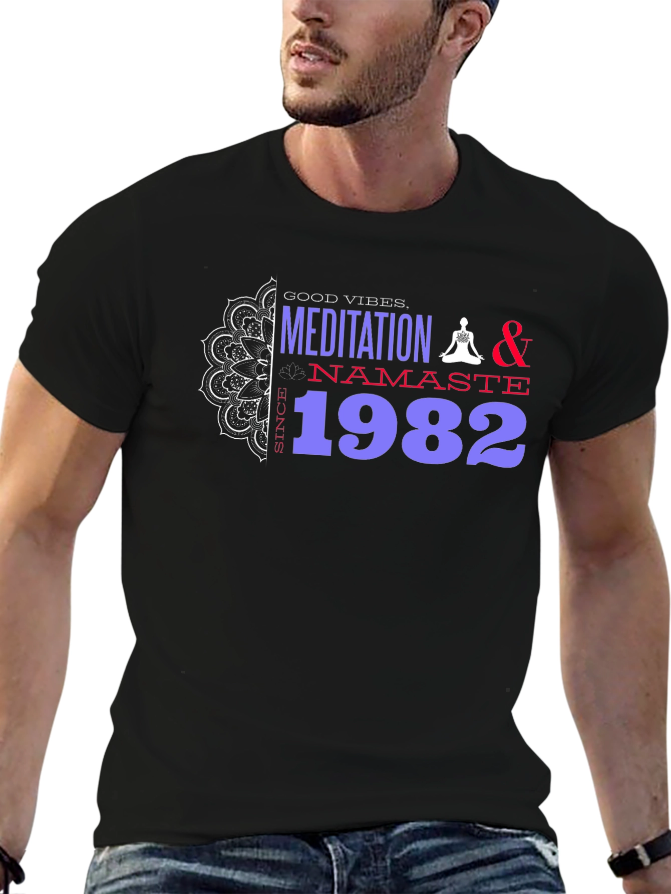 Meditation & Namaste Since 1982 Black T-Shirt